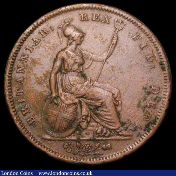Penny 1827 Peck 1430 Good Fine for wear with some surface corrosion as often, a rare date : English Coins : Auction 165 : Lot 3924