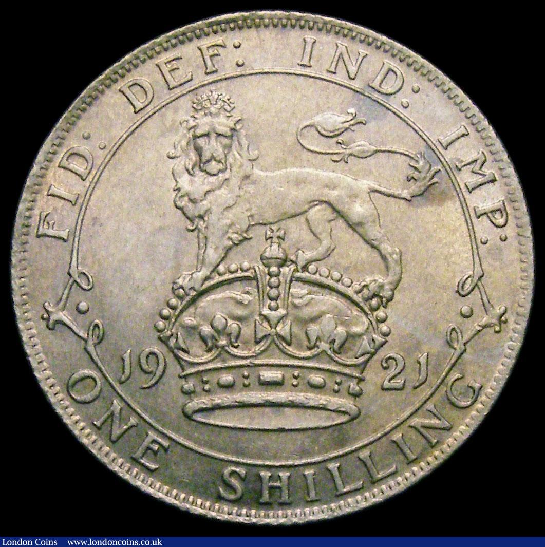 London Coins : A165 : Lot 3949 : Shilling 1921 ESC 1431, Bull 3813, Davies 1807 dies 4E Obverse: Low relief head with I of GEORGIVS p...