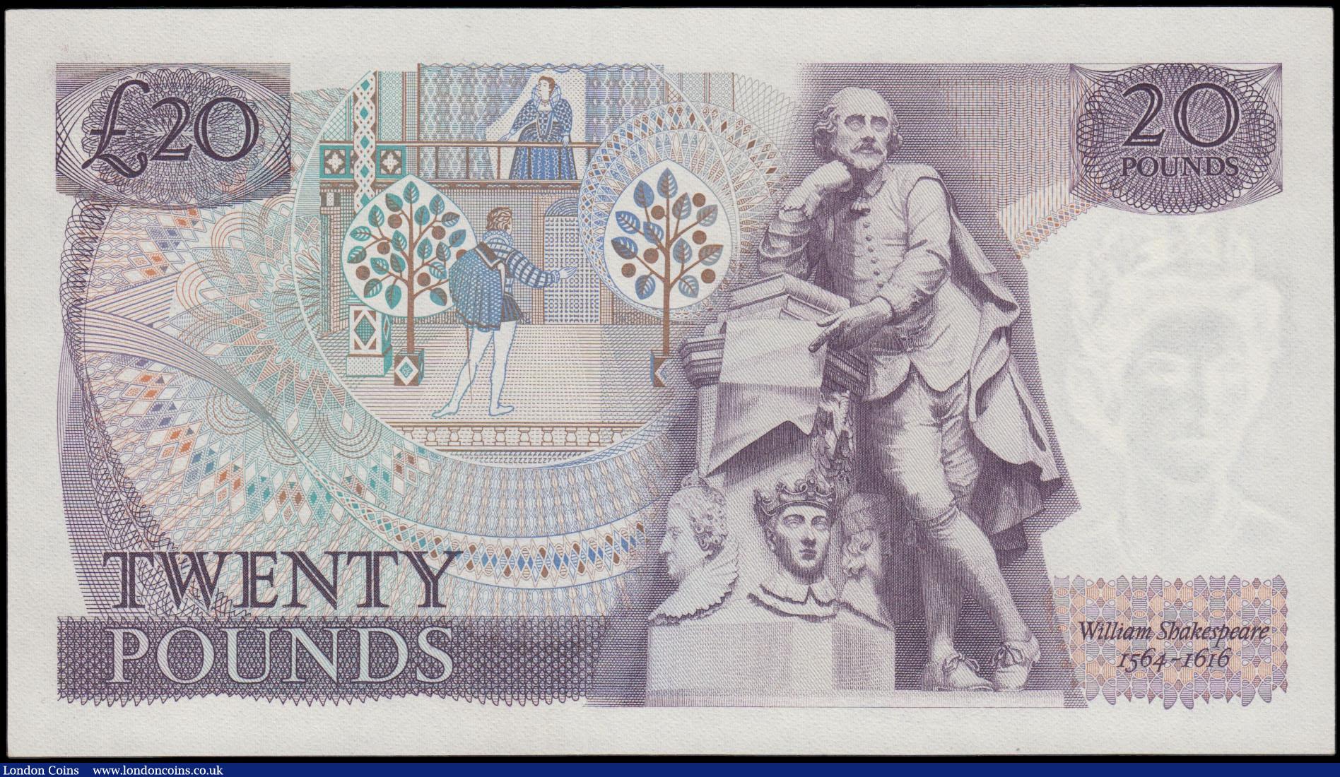 London Coins : A165 : Lot 426 : Twenty Pounds Fforde QE2 pictorial & William Shakespeare B318 Purple issue 1970 first run series...