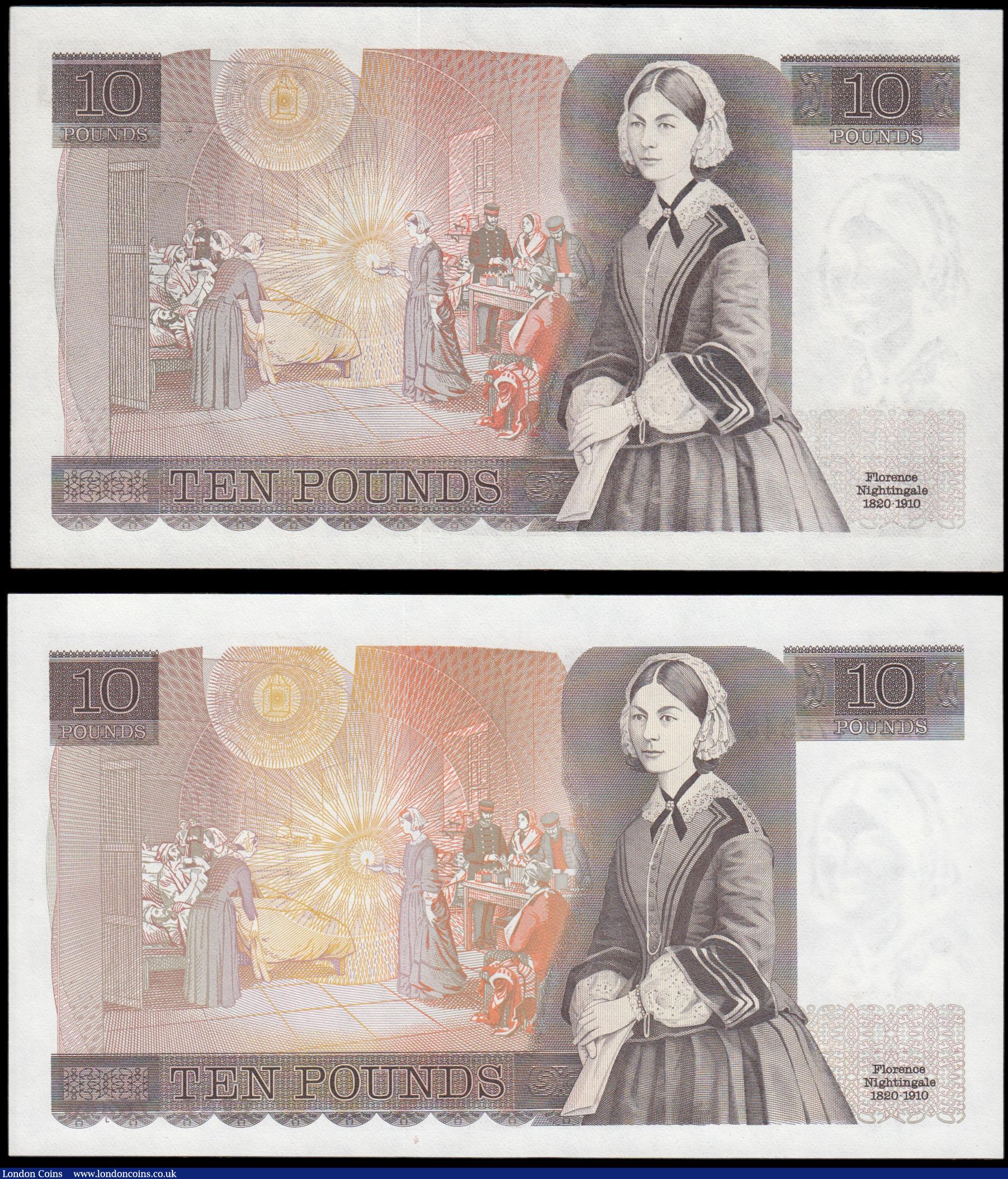 London Coins : A165 : Lot 443 : Ten Pounds QE2 pictorial type & Florence Nightingale (2), Page B330 Brown issue 1975 series S74 ...