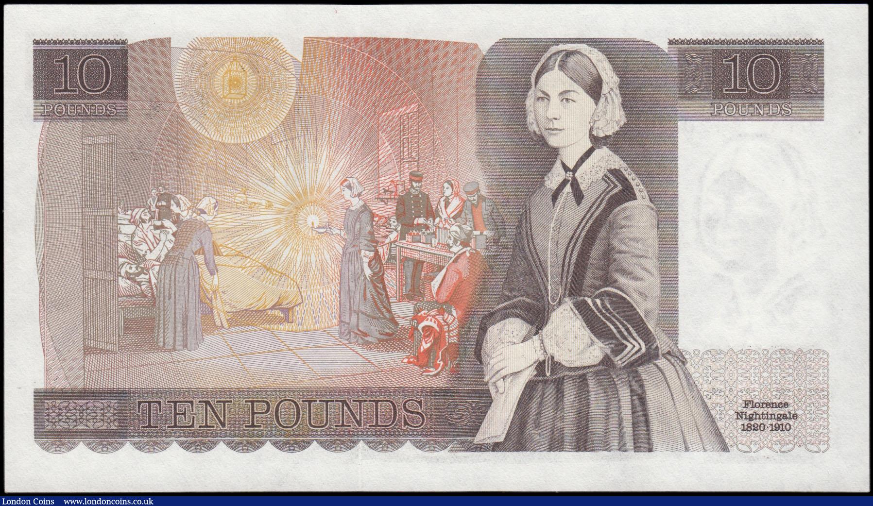 London Coins : A165 : Lot 463 : Ten Pounds Somerset QE2 pictorial & Florence Nightingale, B347 Brown issue 1980 very FIRST RUN s...