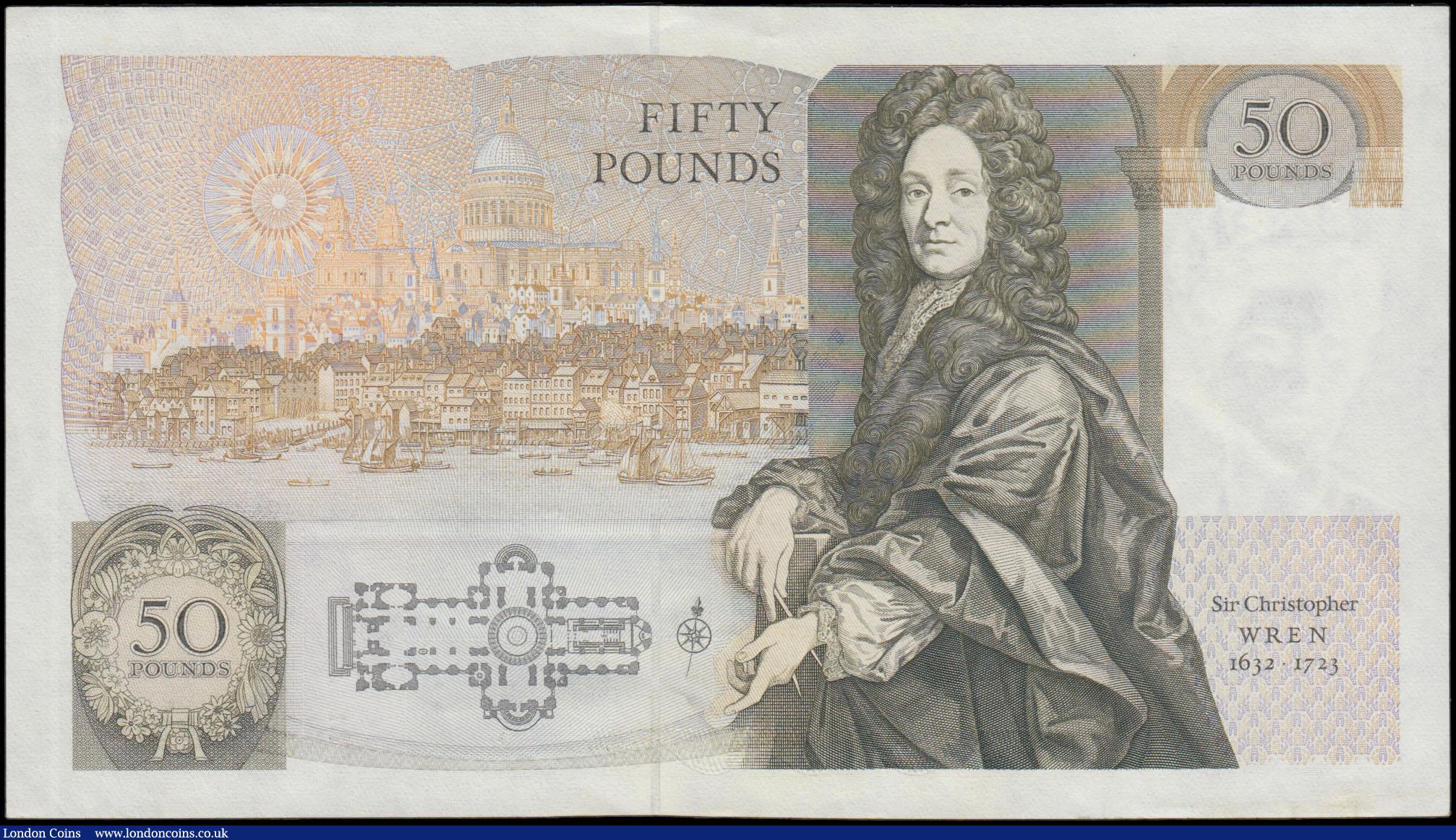 London Coins : A165 : Lot 581 : Fifty pounds Kentfield B361 issued 1991 very last run E30 949372 about UNC