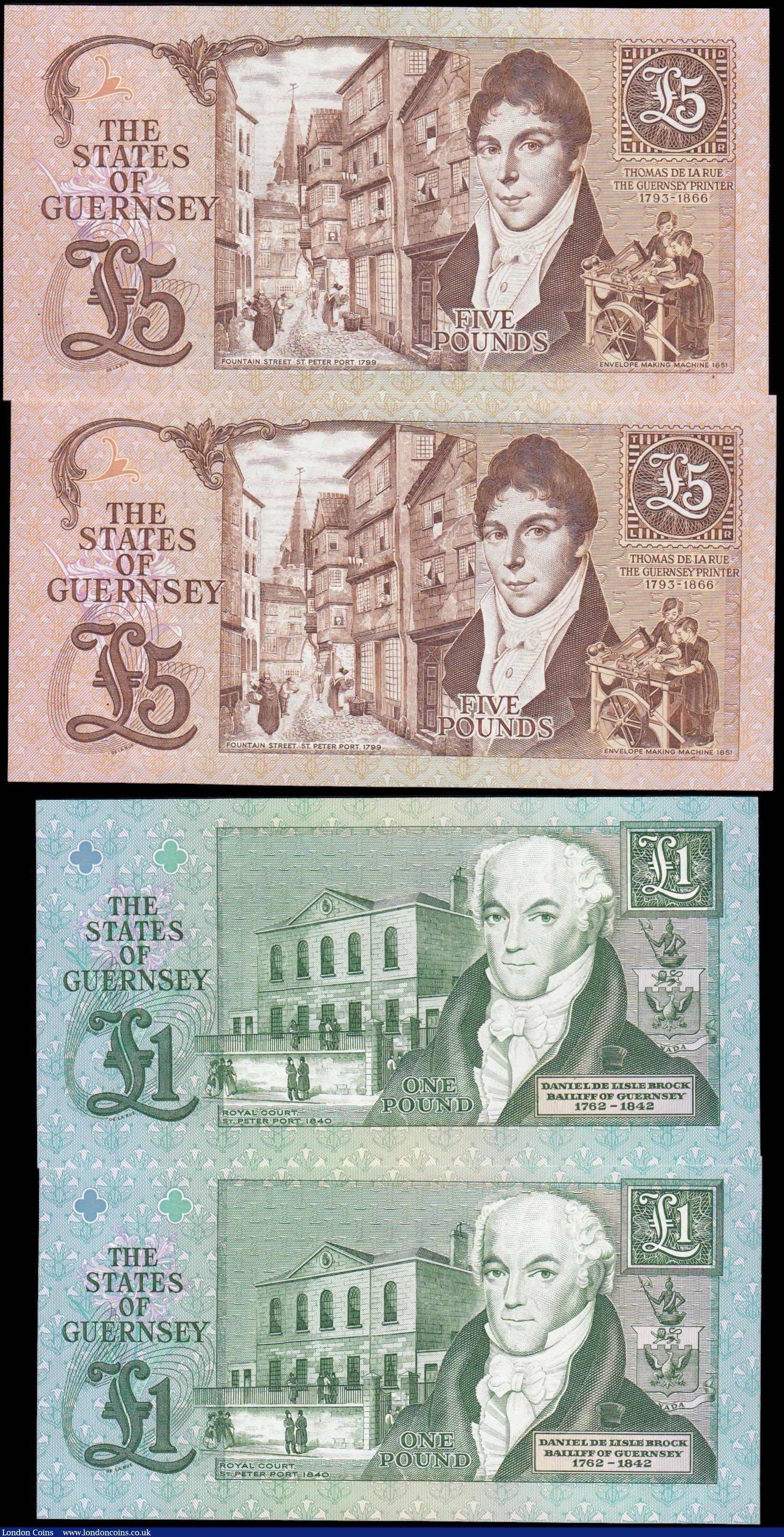 London Coins : A165 : Lot 610 : Guernsey replacements (4) issued 1991, consecutive pairs, &pound;1 series Z070867 & Z070868, Pic...