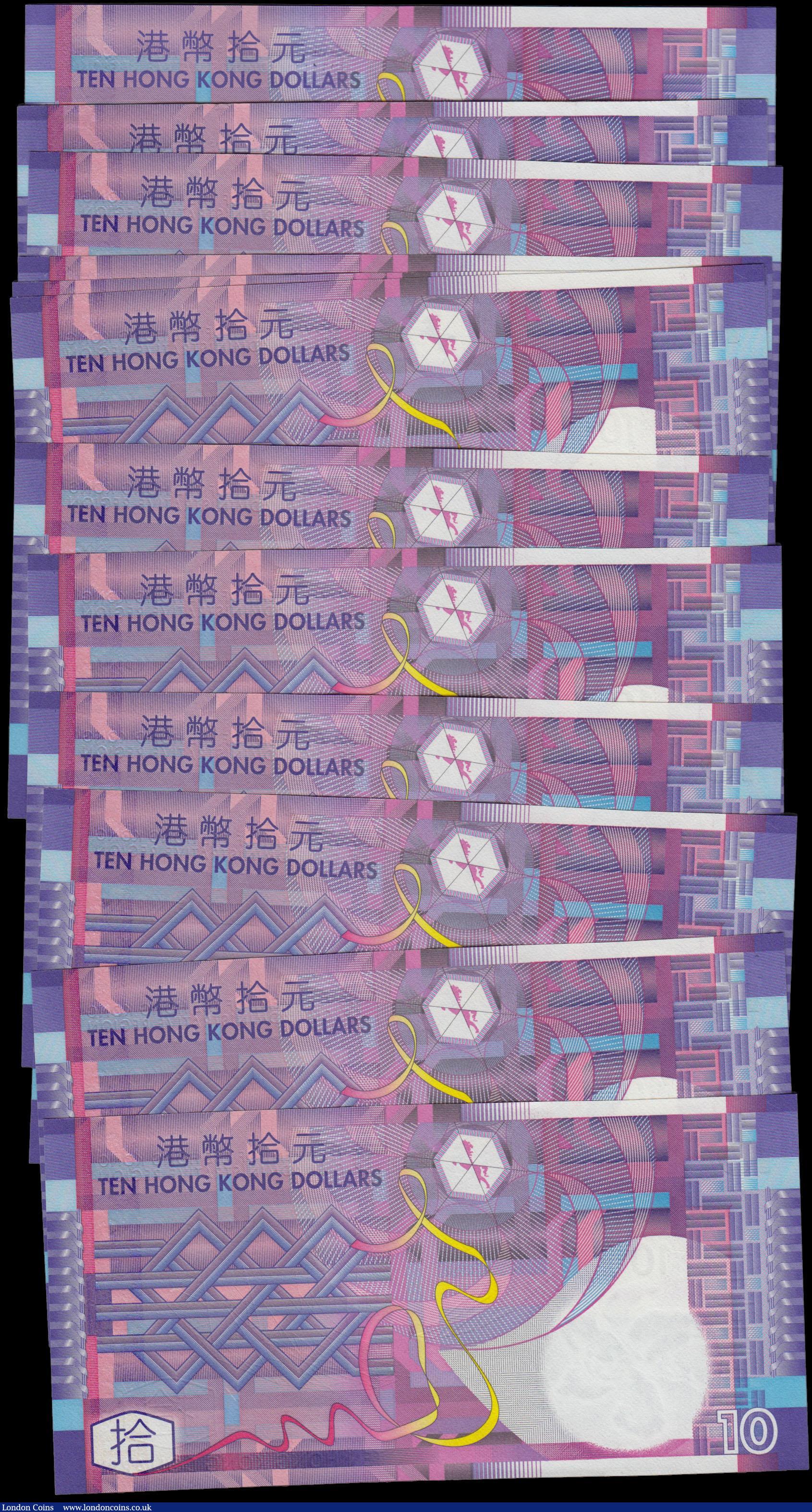 London Coins : A165 : Lot 612 : Hong Kong $10 (12) dated 2002, a consecutive numbered run, scarcer replacement series ZY, Pick400r U...