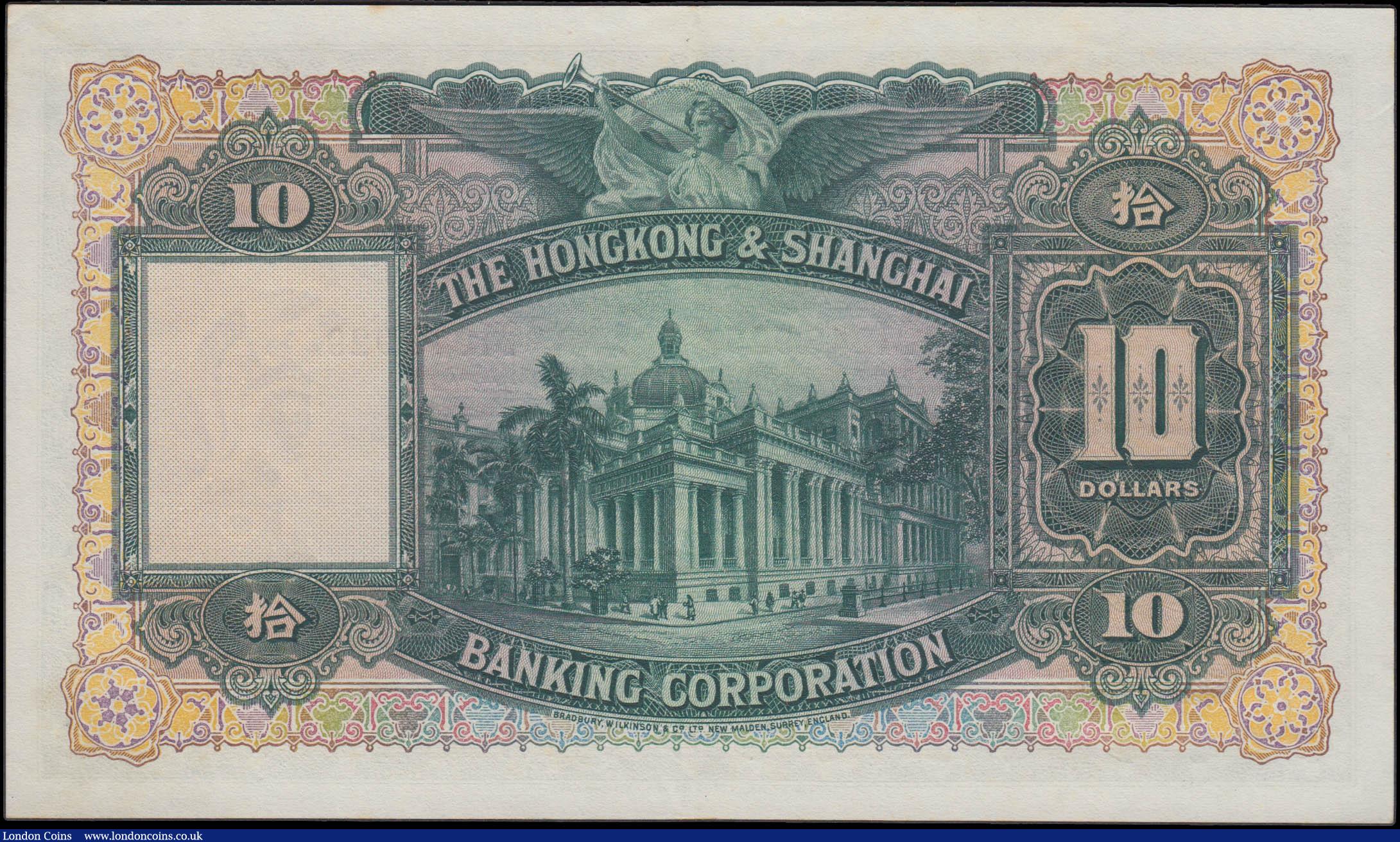 London Coins : A165 : Lot 619 : Hong Kong and Shanghai Banking Corporation 10 Dollars Pick 178c no serial number on reverse dated 1s...