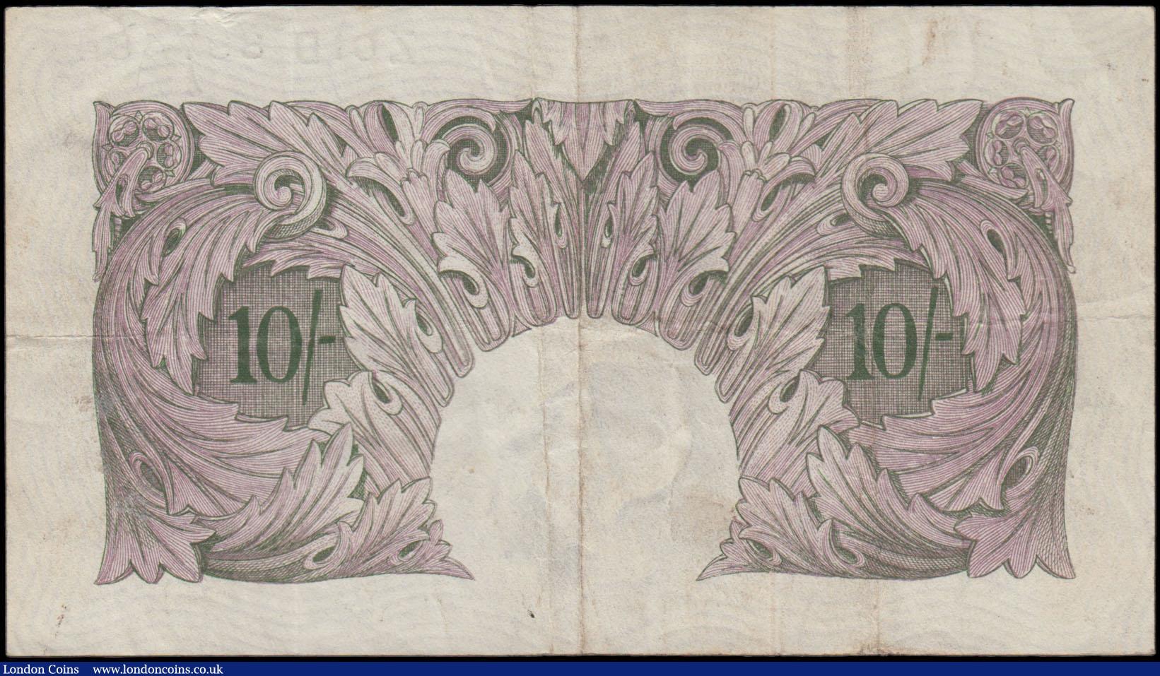 London Coins : A165 : Lot 62 : Ten Shillings Peppiatt B251 Second Period Mauve Emergency issue 1940  first run series Z01D 897484 V...