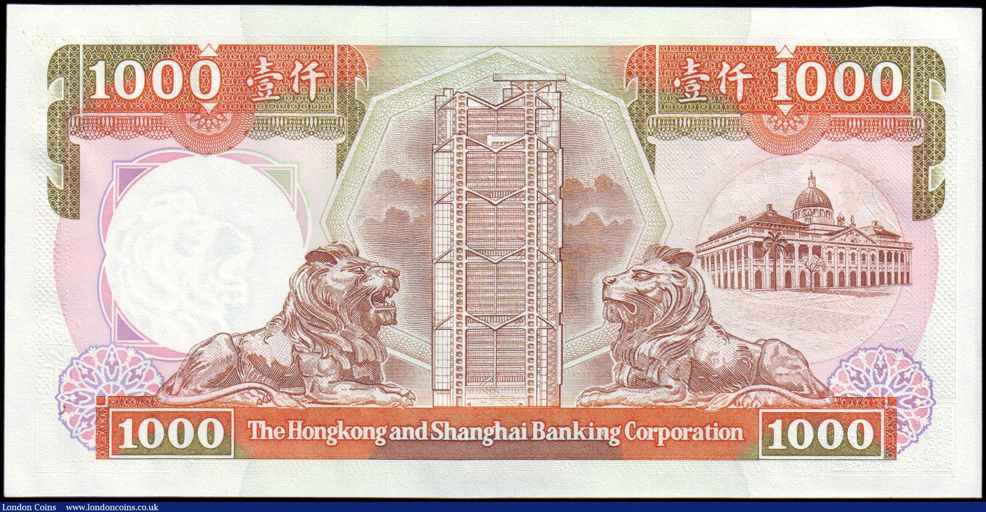 London Coins : A165 : Lot 620 : Hong Kong and Shanghai Banking Corporation 1000 Dollars Pick 199d dated 1st January 1991 serial numb...