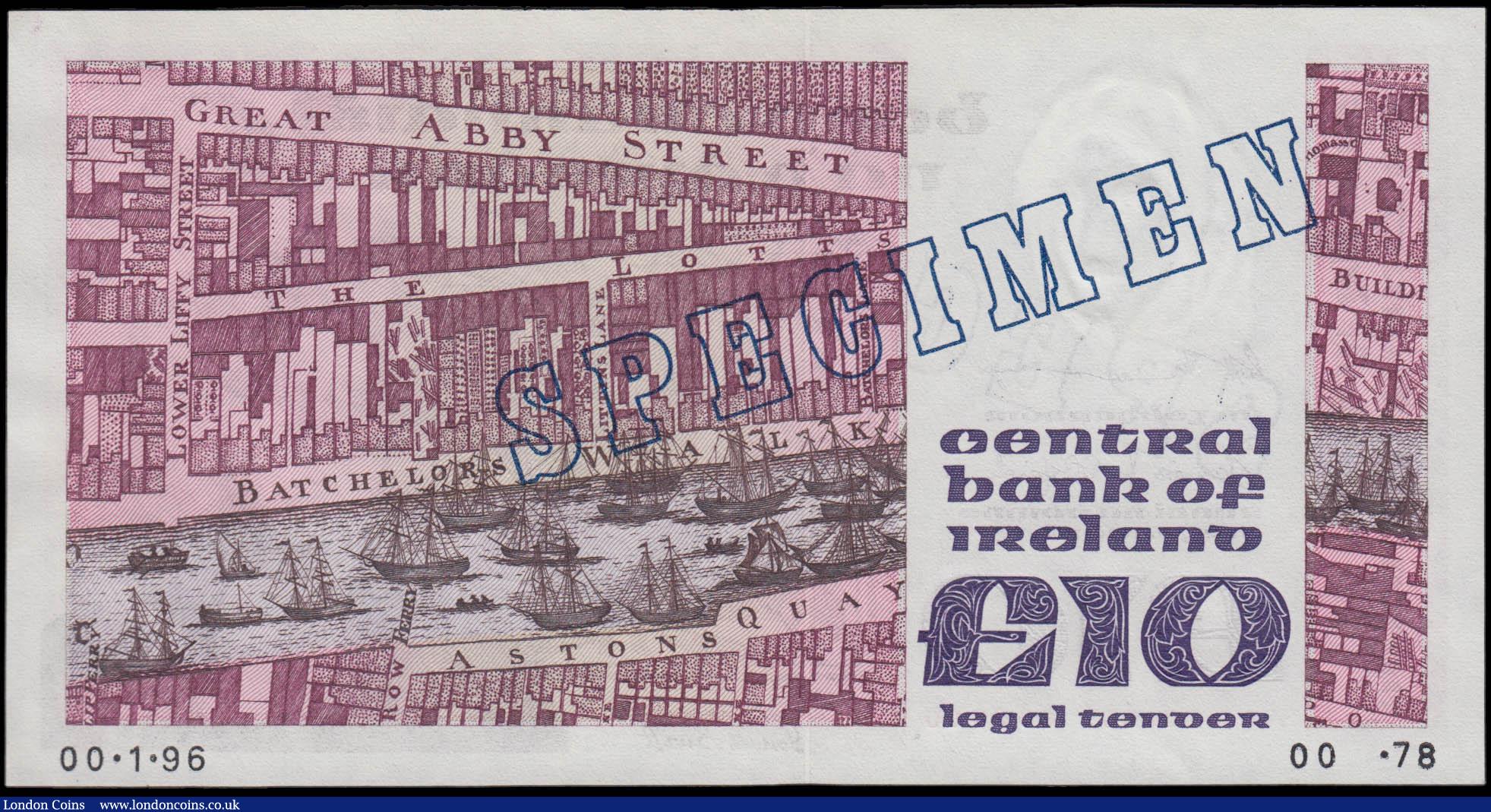 London Coins : A165 : Lot 632 : Ireland Republic The Central Bank of Ireland 10 Pounds SPECIMEN Pick 72s (Blake-Calloway LTN73) date...