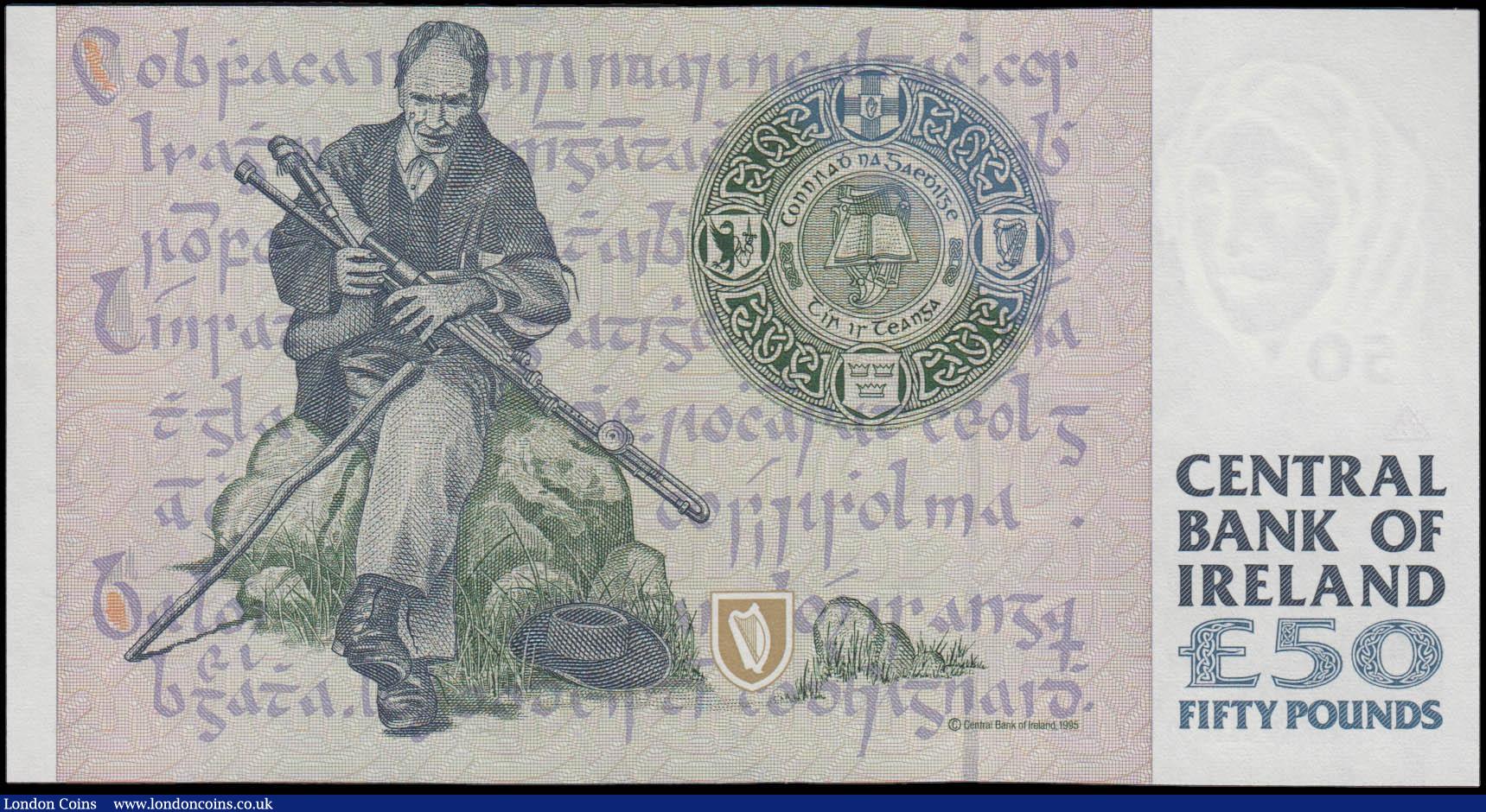 London Coins : A165 : Lot 637 : Ireland Republic The Central Bank of Ireland 50 Pounds Pick 78a (Blake-Calloway LTN96) signatures M....