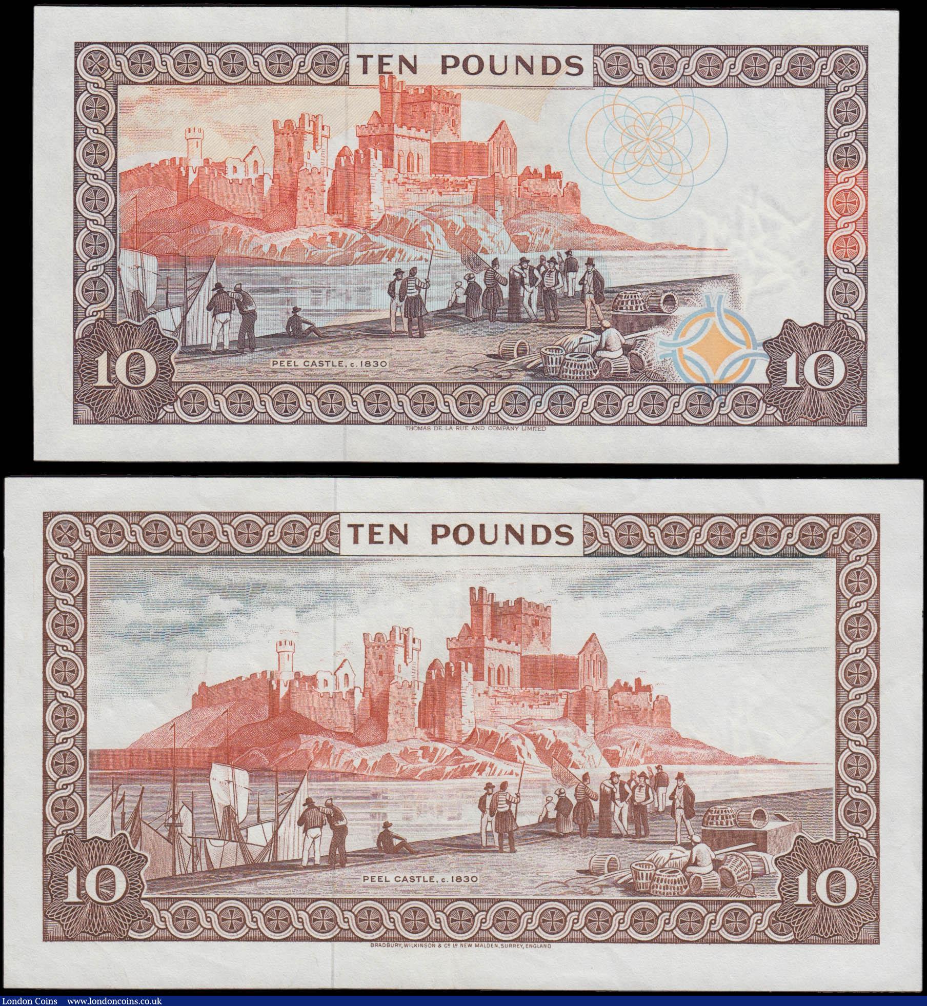 London Coins : A165 : Lot 646 : Isle of Man Government 10 Pounds (2) comprising Pick 42 (Banknote Yearbook IM53, IOMPM M536) serial ...