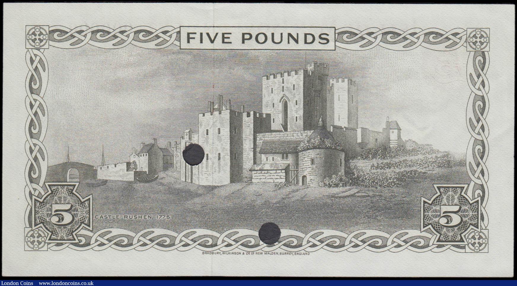 London Coins : A165 : Lot 651 : Isle of Man Government 5 Pounds SPECIMEN Pick 30s (similar to Banknote Yearbook IM42a, IOMPM M510) s...