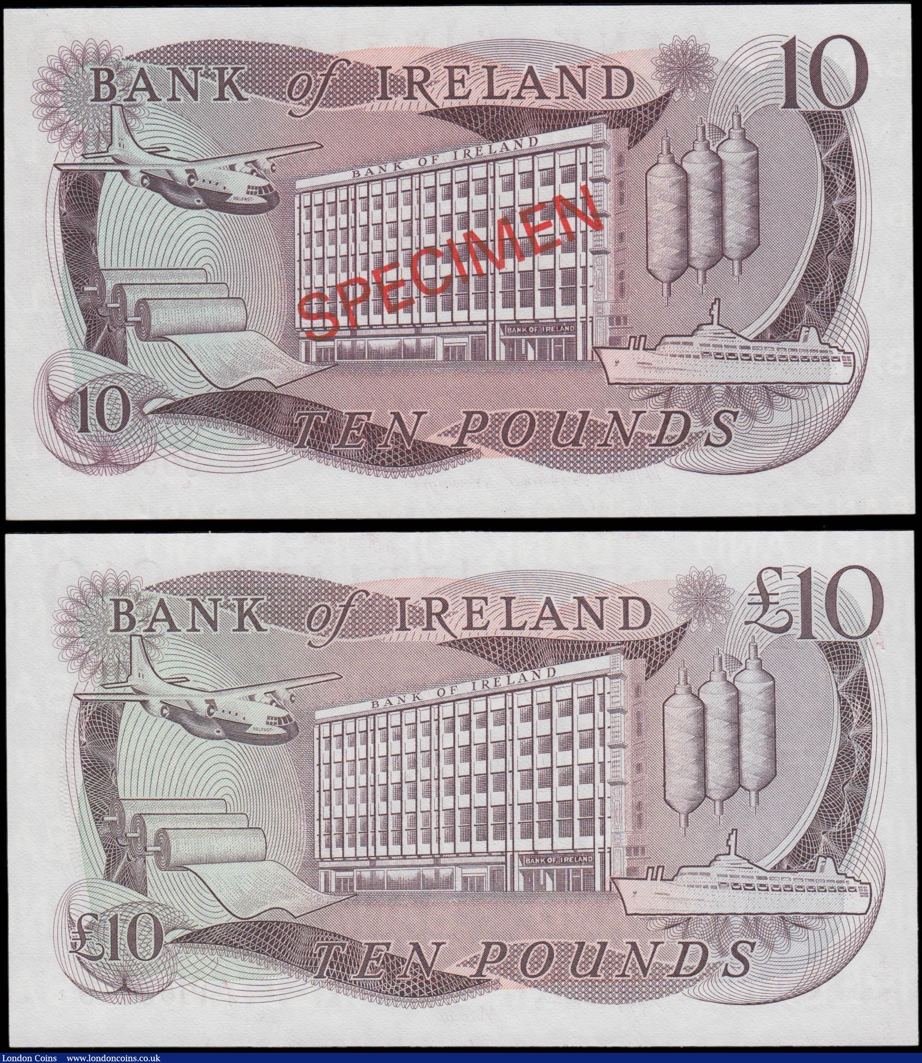 London Coins : A165 : Lot 662 : Northern Ireland Bank of Ireland 10 Pounds (2) including a SPECIMEN 1971-74 ND note similar to Pick ...