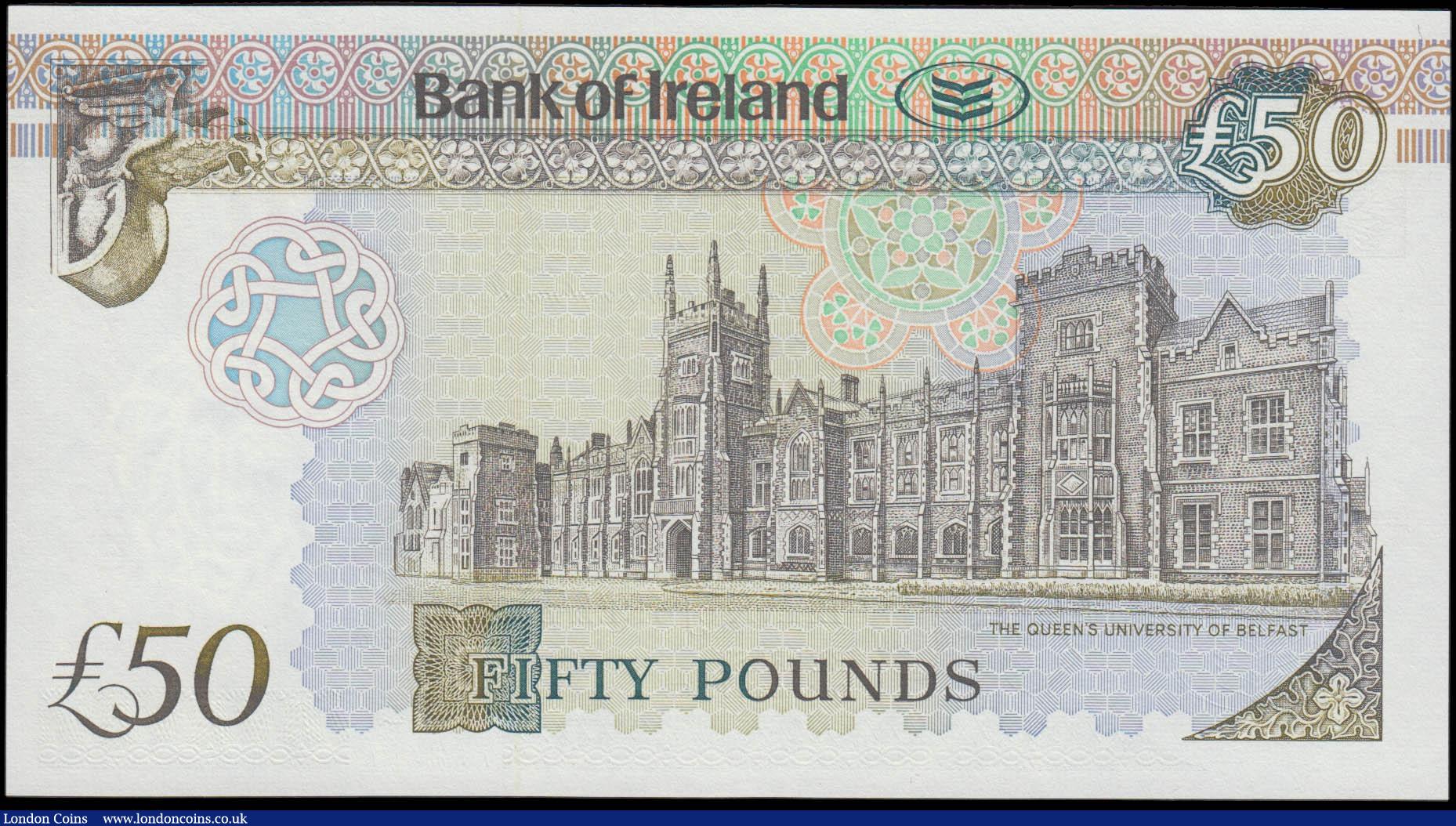 London Coins : A165 : Lot 663 : Northern Ireland Bank of Ireland 50 Pounds Replacement Z Prefix issue Callaway-Murphy BA 139R (simil...