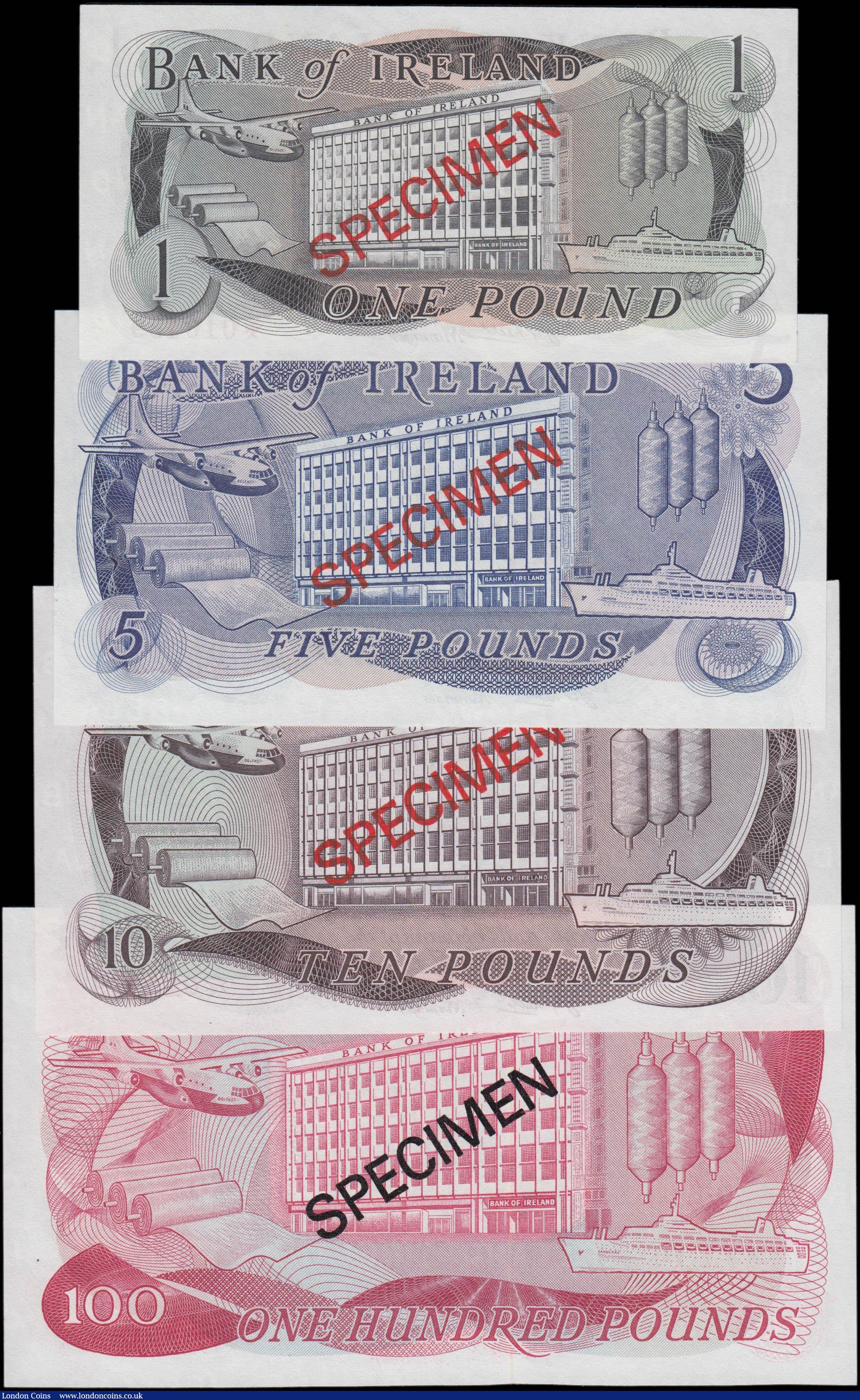 London Coins : A165 : Lot 666 : Northern Ireland Bank of Ireland Franklin Mint Collectors SPECIMEN set 1, 5, 10 and 100 Pounds Pick ...