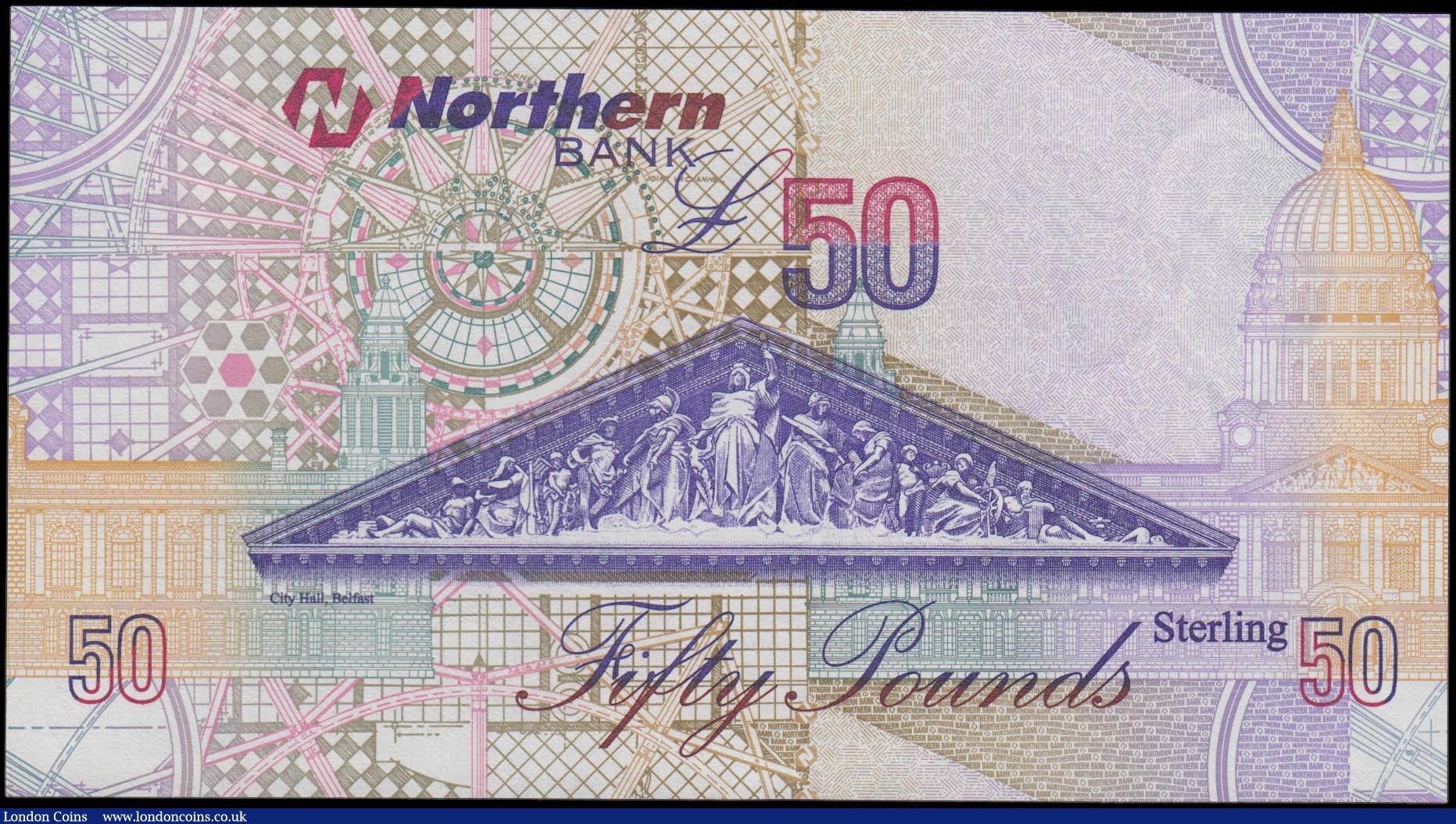 London Coins : A165 : Lot 678 : Northern Ireland Northern Bank &pound;50 dated 19 January 2005 first series JB229604, Pick208a (NR13...