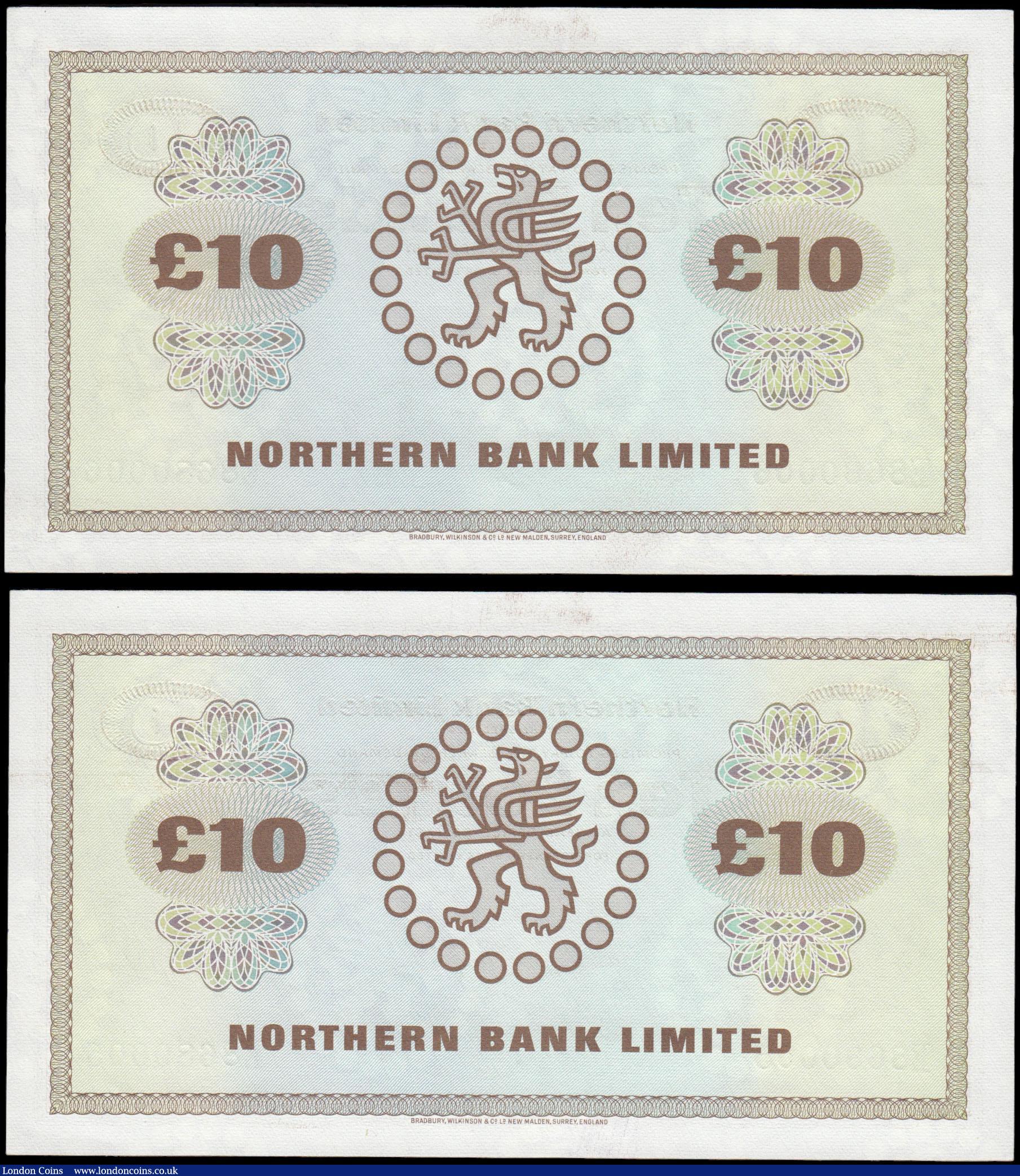London Coins : A165 : Lot 681 : Northern Ireland Northern Bank Limited &pound;10 (2) a consecutive pair dated 15 June 1988 series E8...