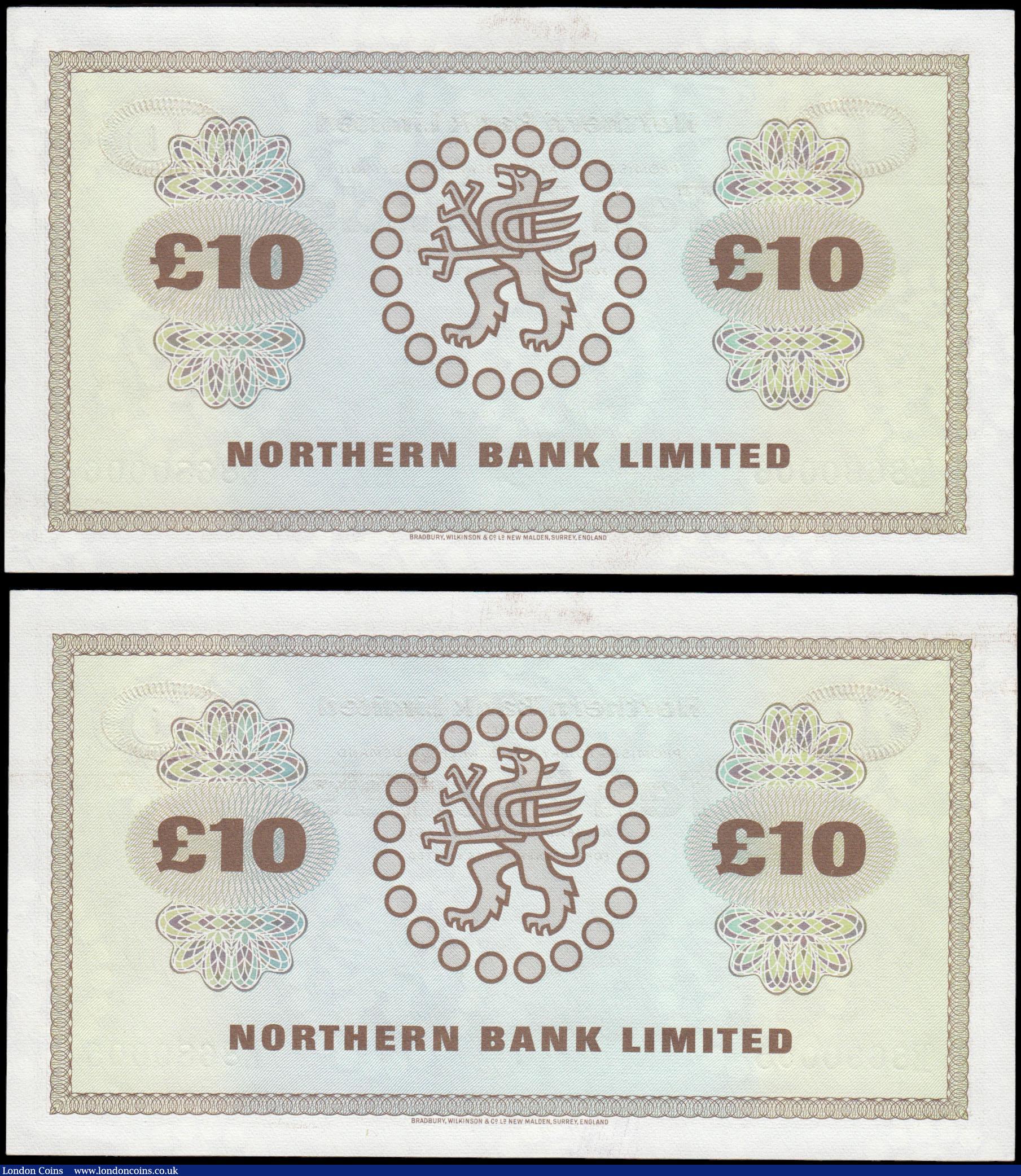 London Coins : A165 : Lot 681 : Northern Ireland Northern Bank Limited £10 (2) a consecutive pair dated 15 June 1988 series E8...