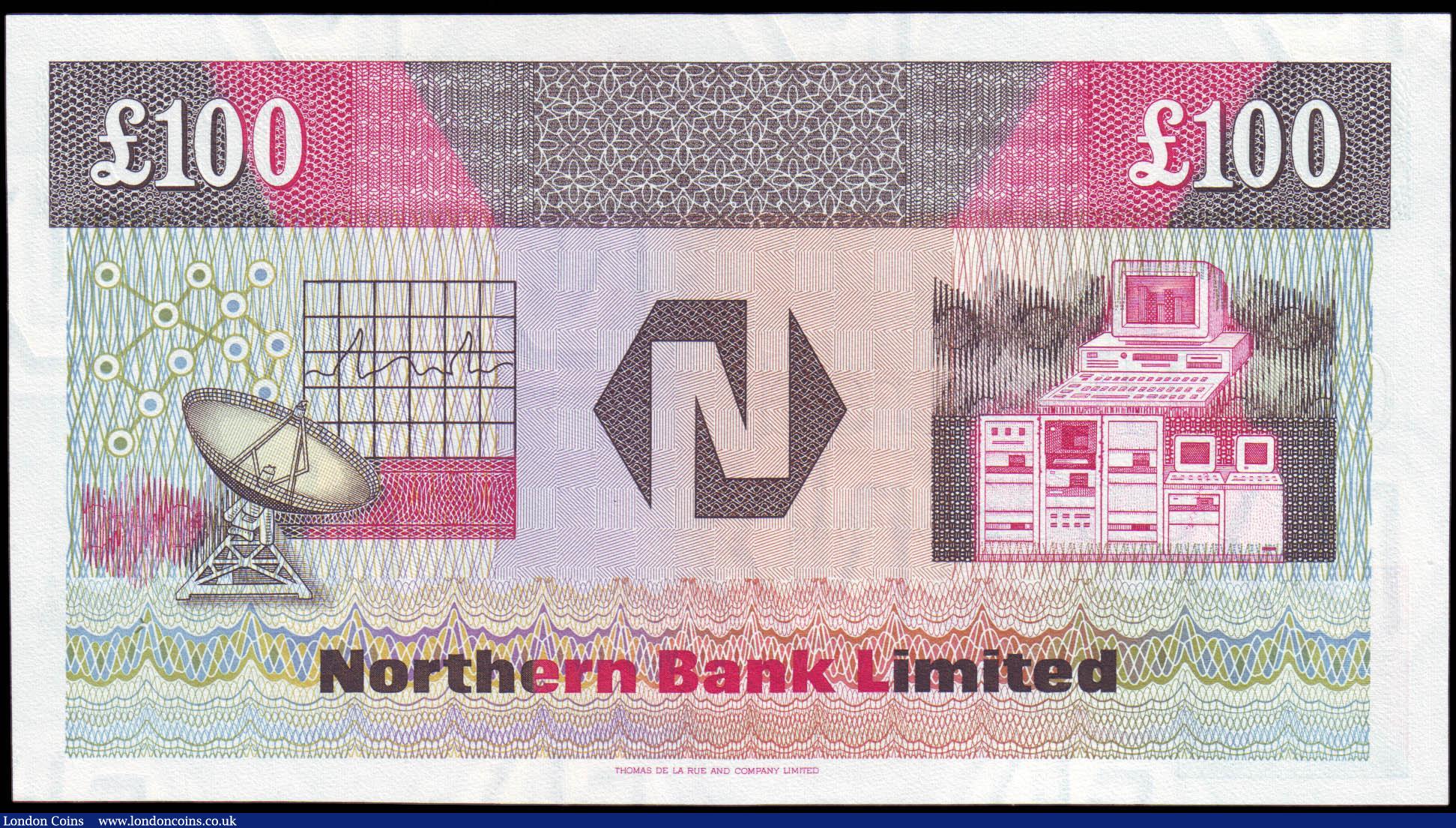 London Coins : A165 : Lot 683 : Northern Ireland Northern Bank Limited &pound;100 dated 1st November 1990 first series low number E0...