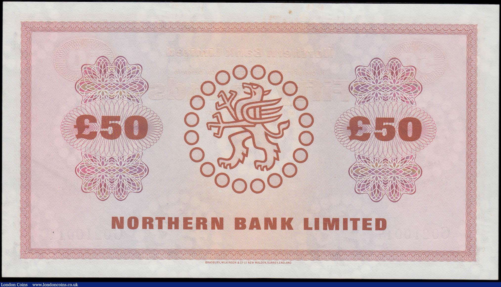 London Coins : A165 : Lot 689 : Northern Ireland Northern Bank Limited £50 dated 1st March 1981, series G0210011 signed Ervin,...