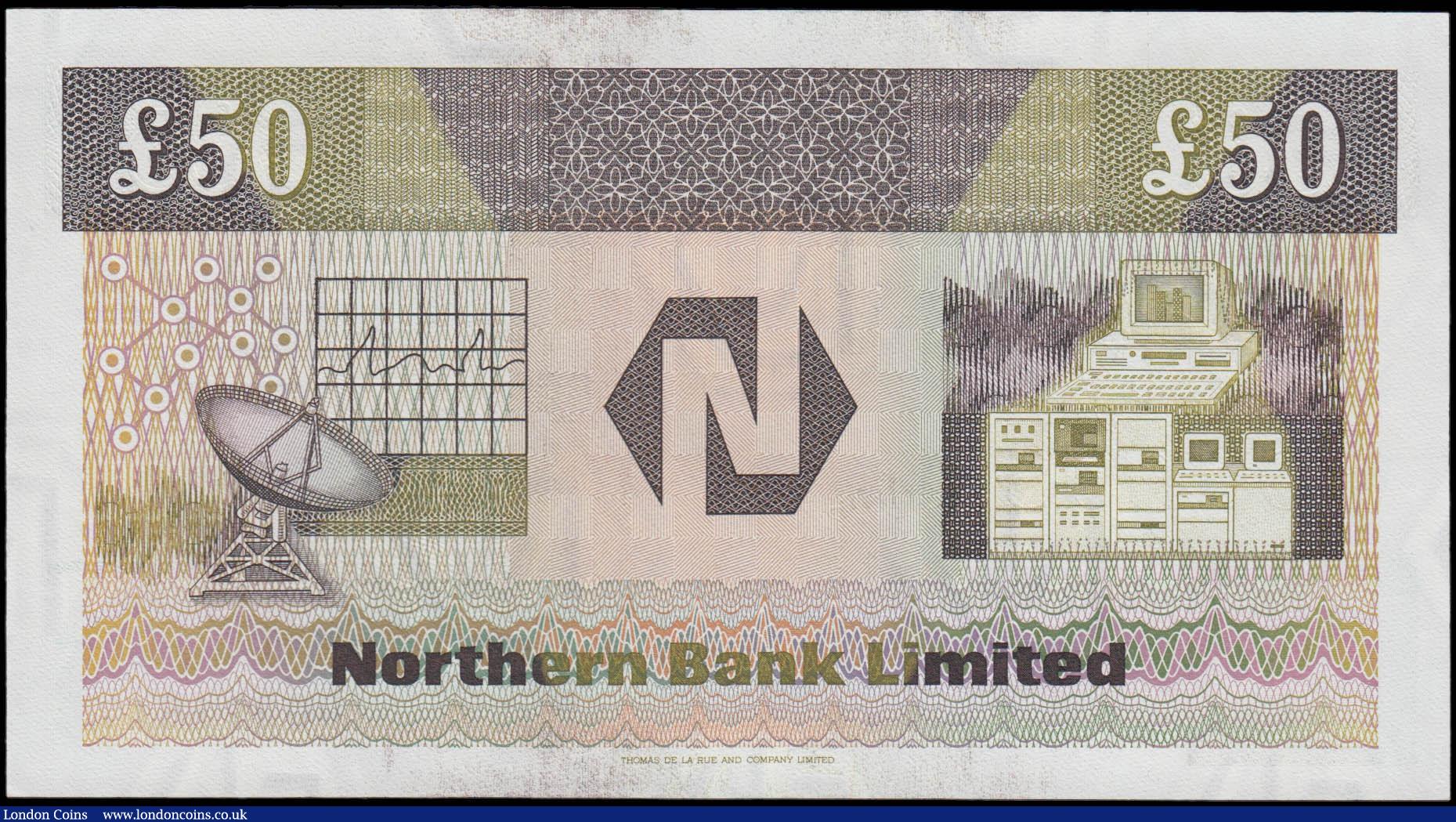 London Coins : A165 : Lot 690 : Northern Ireland Northern Bank Limited &pound;50 dated 1st November 1990 first series D0271817, Pick...