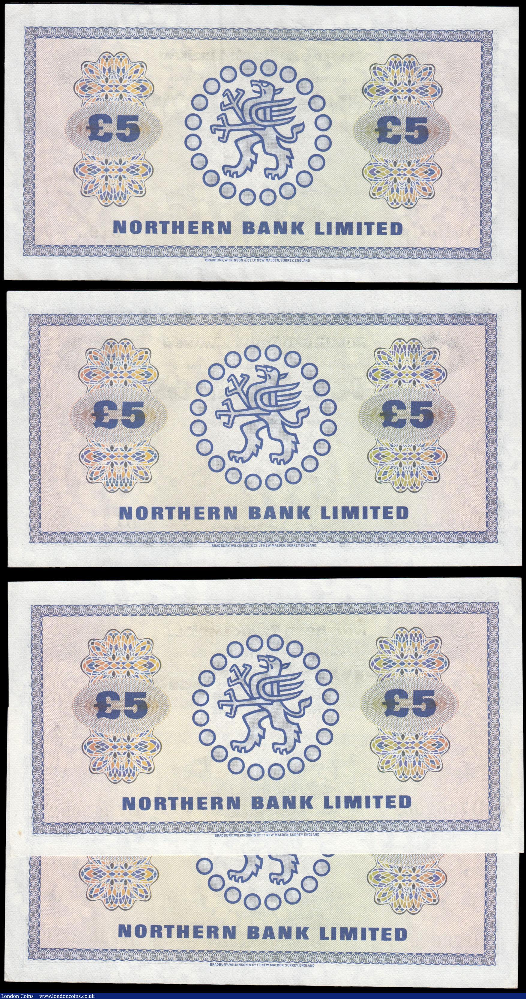 London Coins : A165 : Lot 702 : Northern Ireland Northern Bank Limited 5 Pounds dated 1st April 1982 signature Ervin Pick188d (4) co...