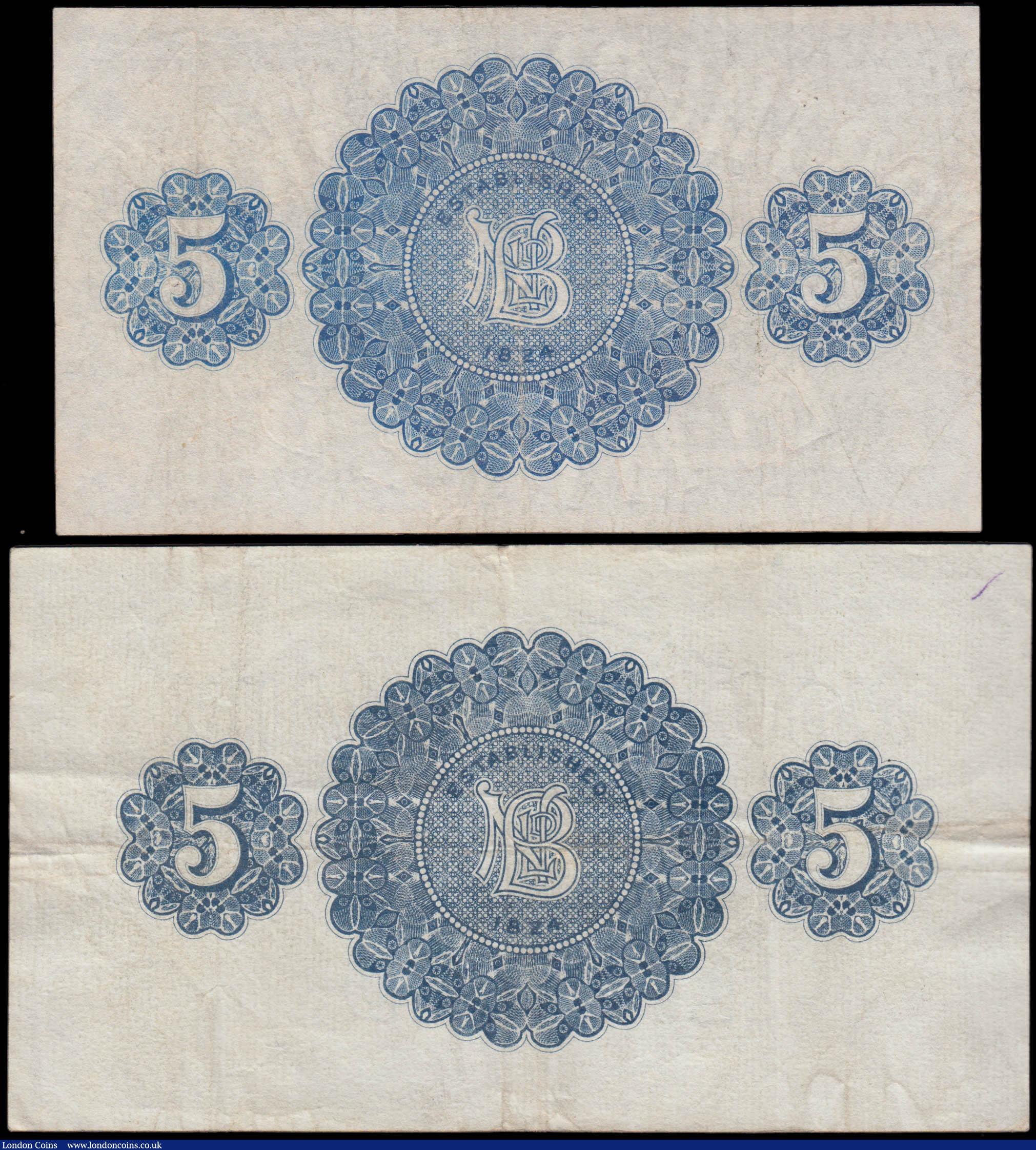 London Coins : A165 : Lot 714 : Northern Ireland Northern Bank Limited Belfast 5 Pounds (2) comprising Pick 179a (Blake-Callaway NR ...