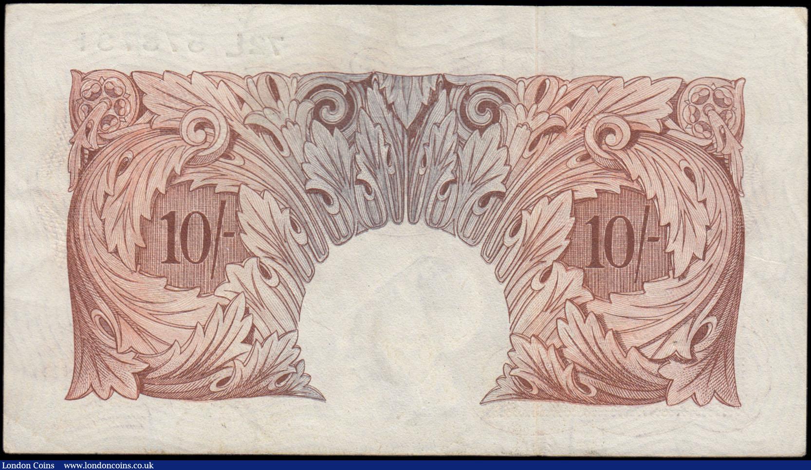 London Coins : A165 : Lot 72 : Ten shillings Peppiatt B262 issued 1948 threaded variety, first series 72L 578731, GVF