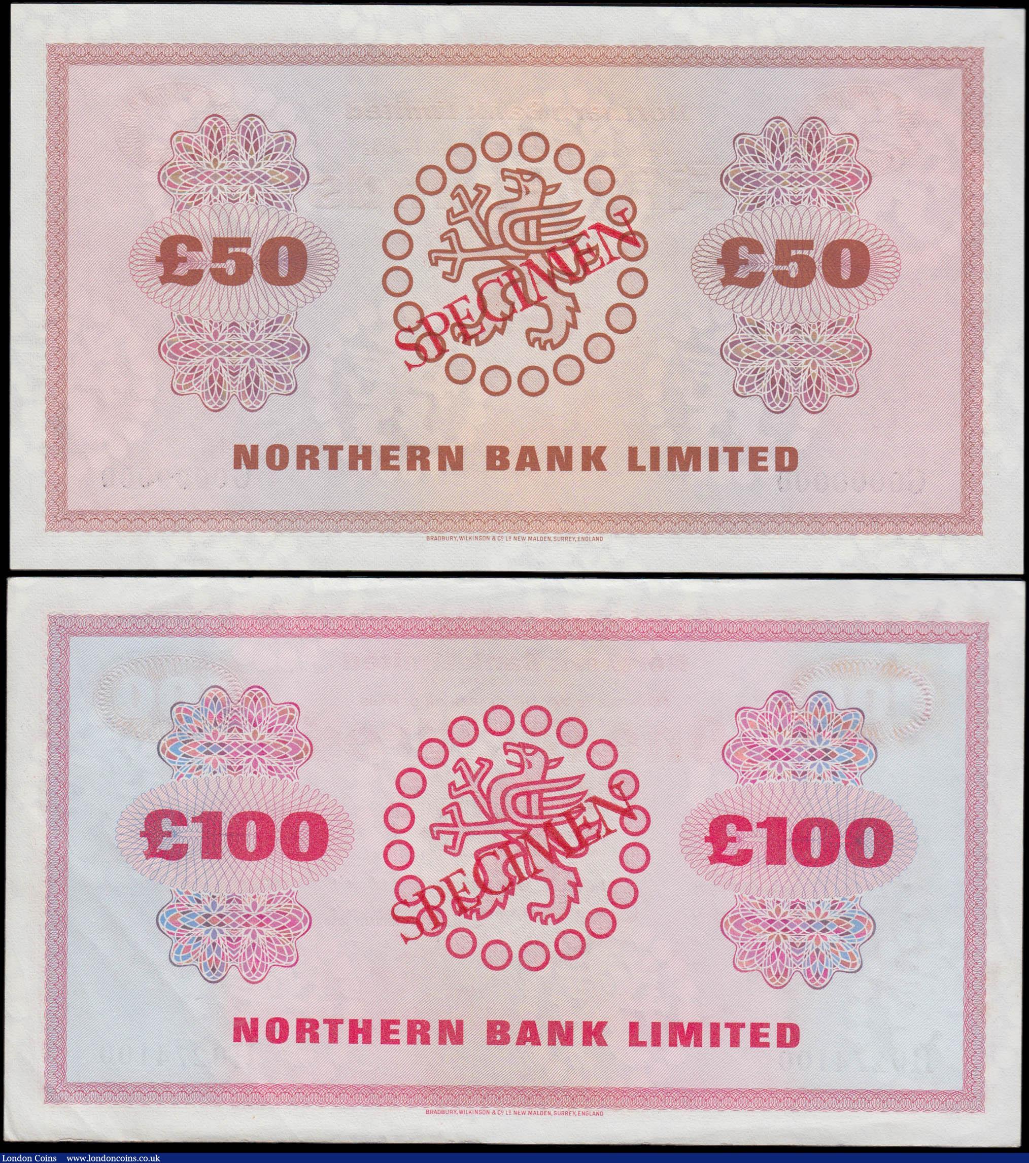 London Coins : A165 : Lot 720 : Northern Ireland Northern Bank Limited SPECIMEN notes (2) comprising 50 Pounds unsigned and undated ...