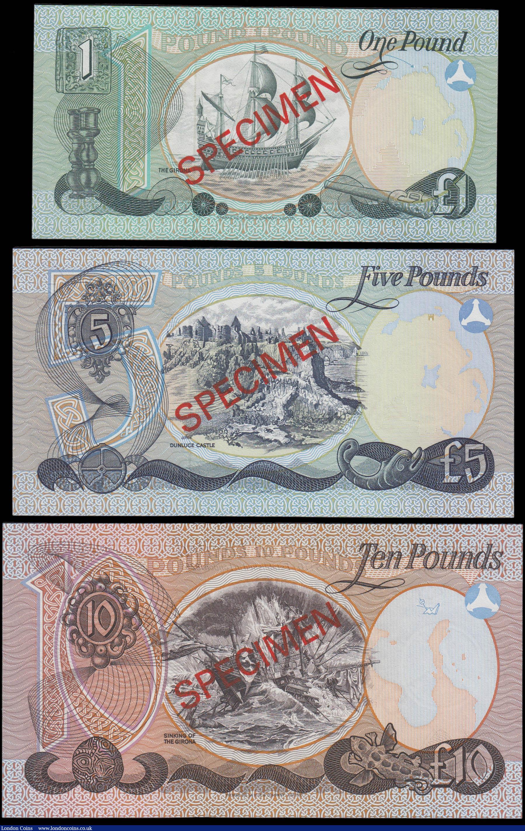 London Coins : A165 : Lot 729 : Northern Ireland Provincial Bank of Ireland Franklin Mint Collectors SPECIMEN set 1, 5 and 10 Pounds...