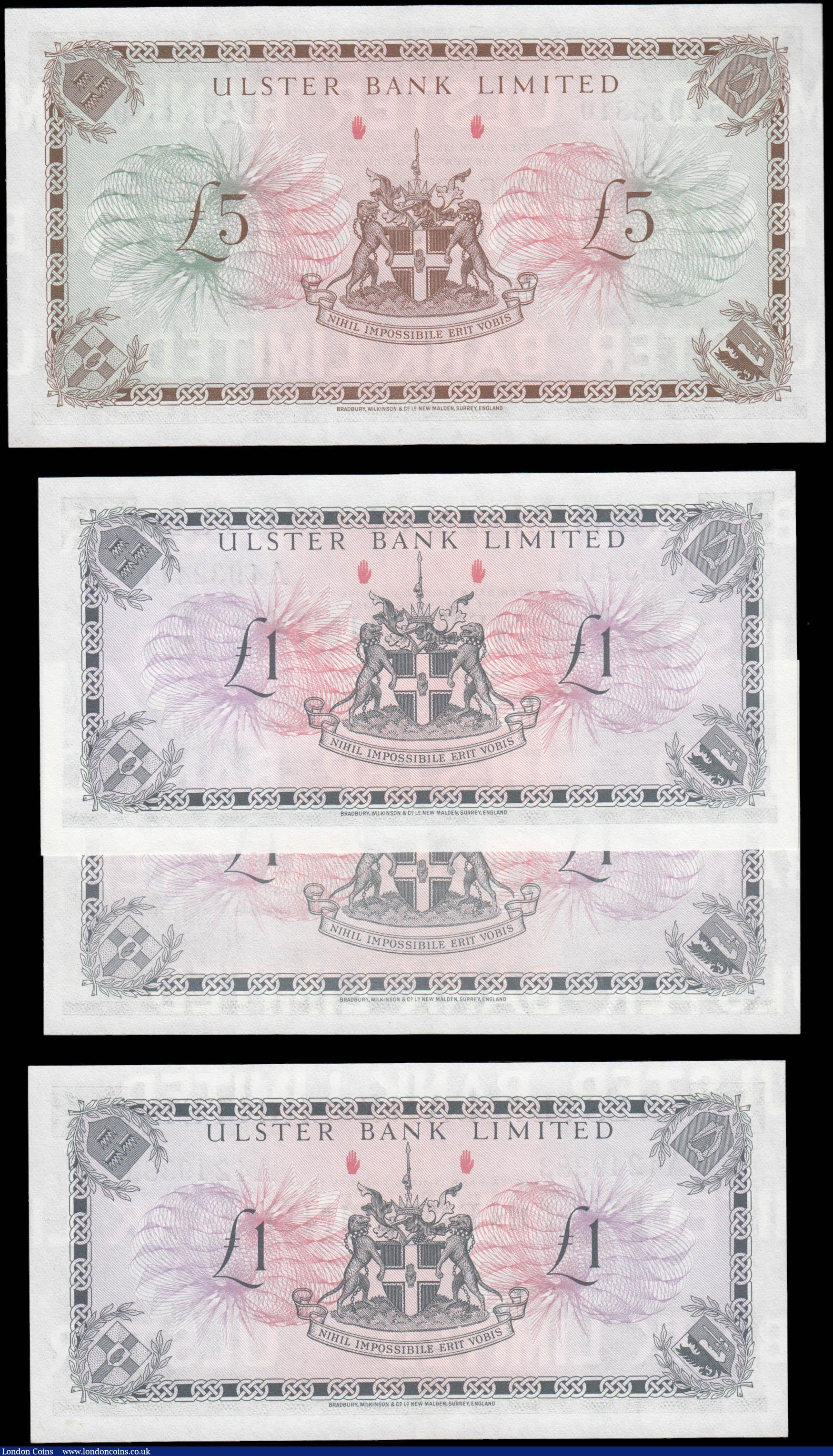 London Coins : A165 : Lot 740 : Northern Ireland Ulster Bank Limited signature R.W. Hamilton issues 1976/7 (4) comprising 1 Pounds B...