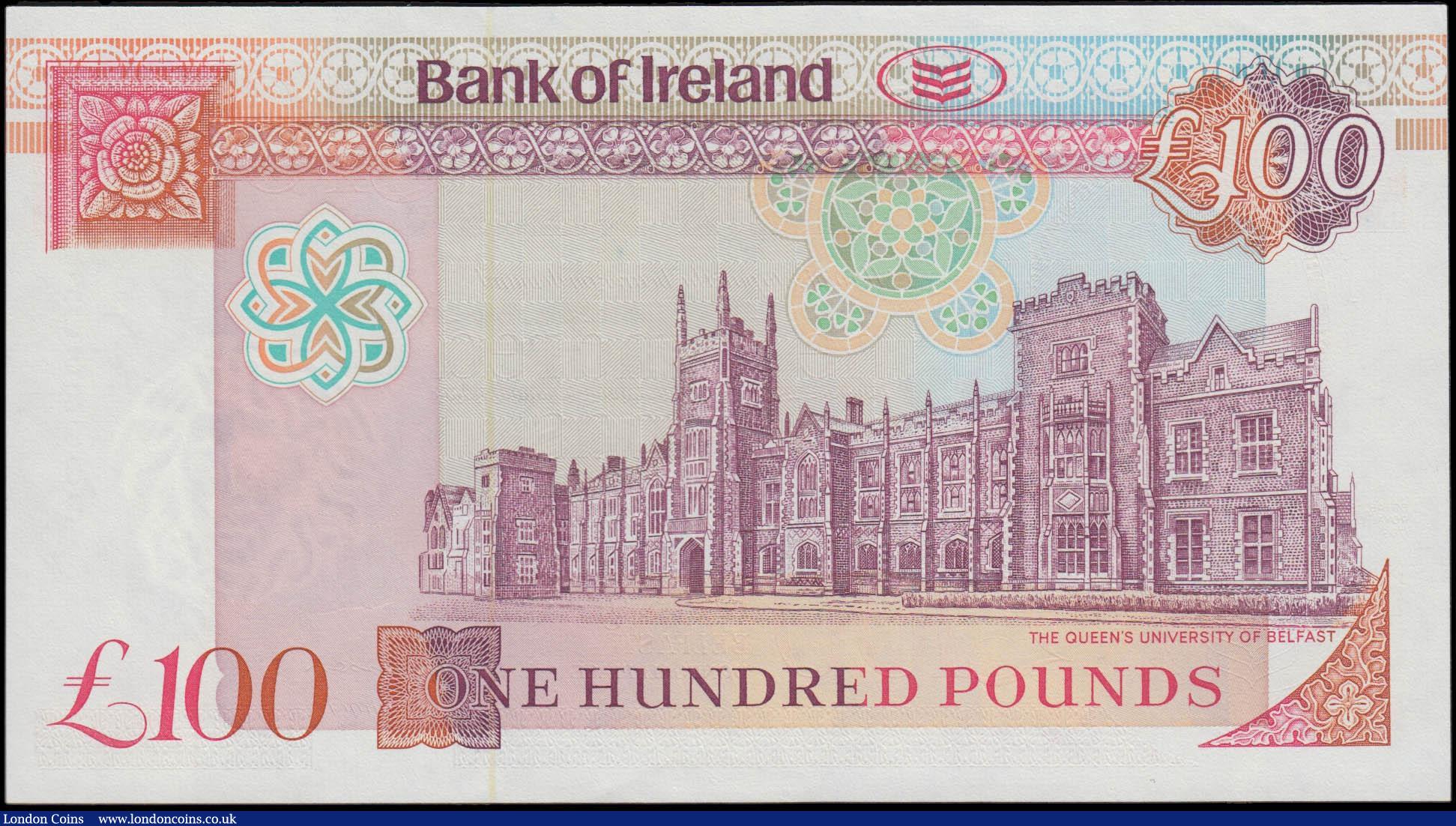 London Coins : A165 : Lot 749 : Northern&nbsp;Ireland&nbsp;Bank of Ireland &pound;100 dated 28th August 1992 series A058906,&nbsp;Pi...