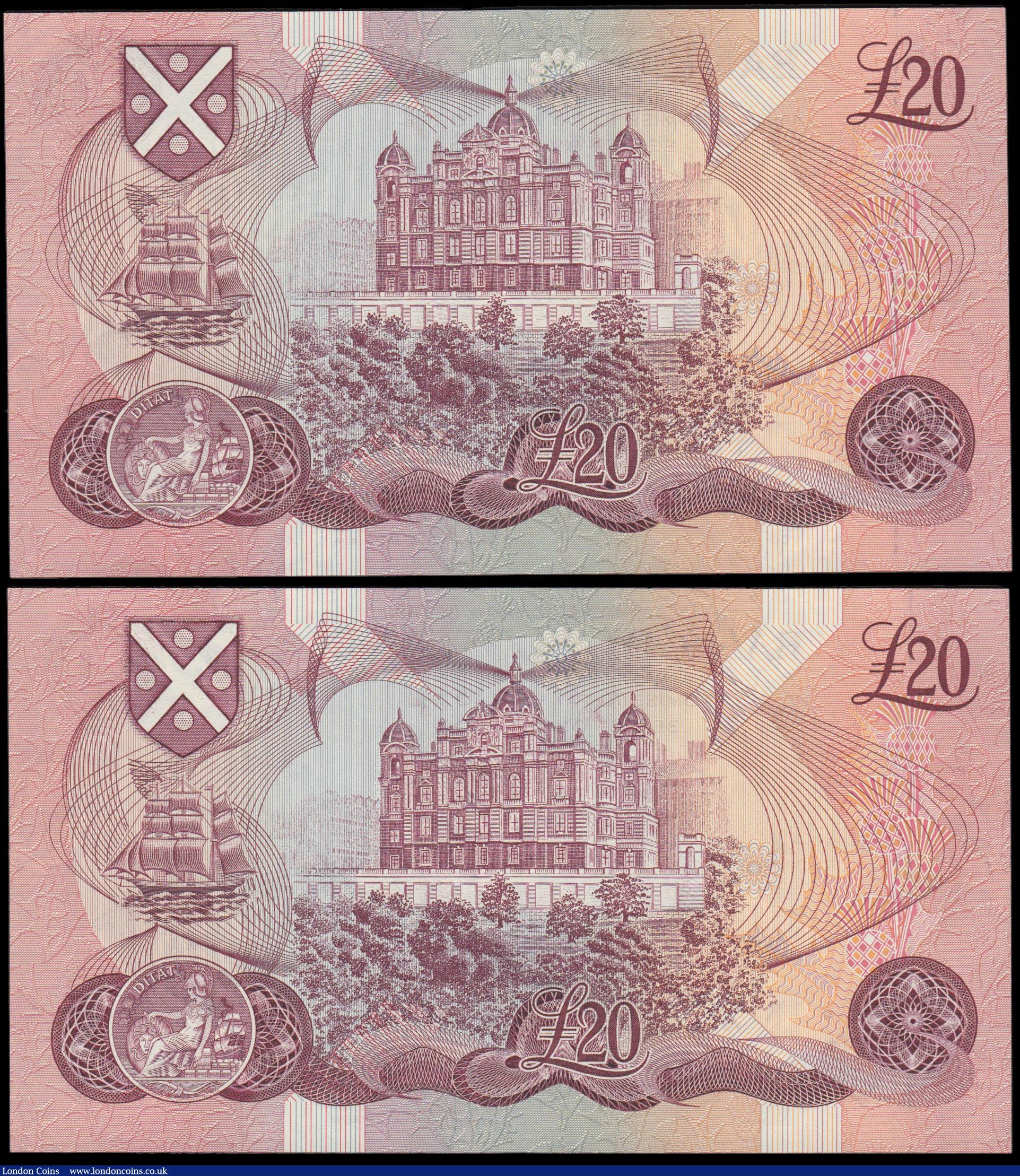 London Coins : A165 : Lot 756 : Scotland Bank of Scotland &pound;20 (2) a consecutive pair dated 15th December 1987 last series K149...