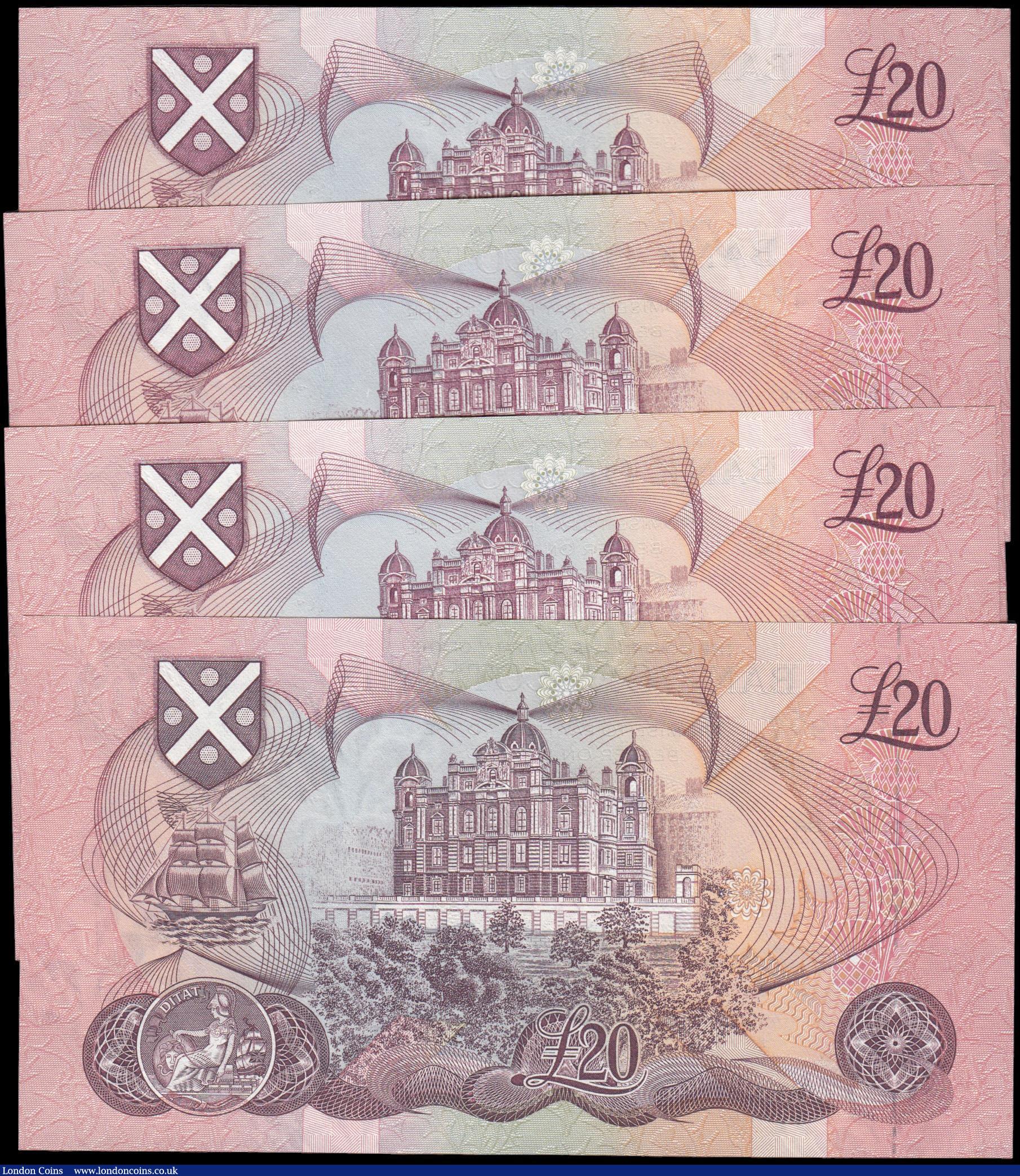 London Coins : A165 : Lot 757 : Scotland Bank of Scotland &pound;20 (4) a consecutive pair dated 1st July 1991 first series K150241 ...