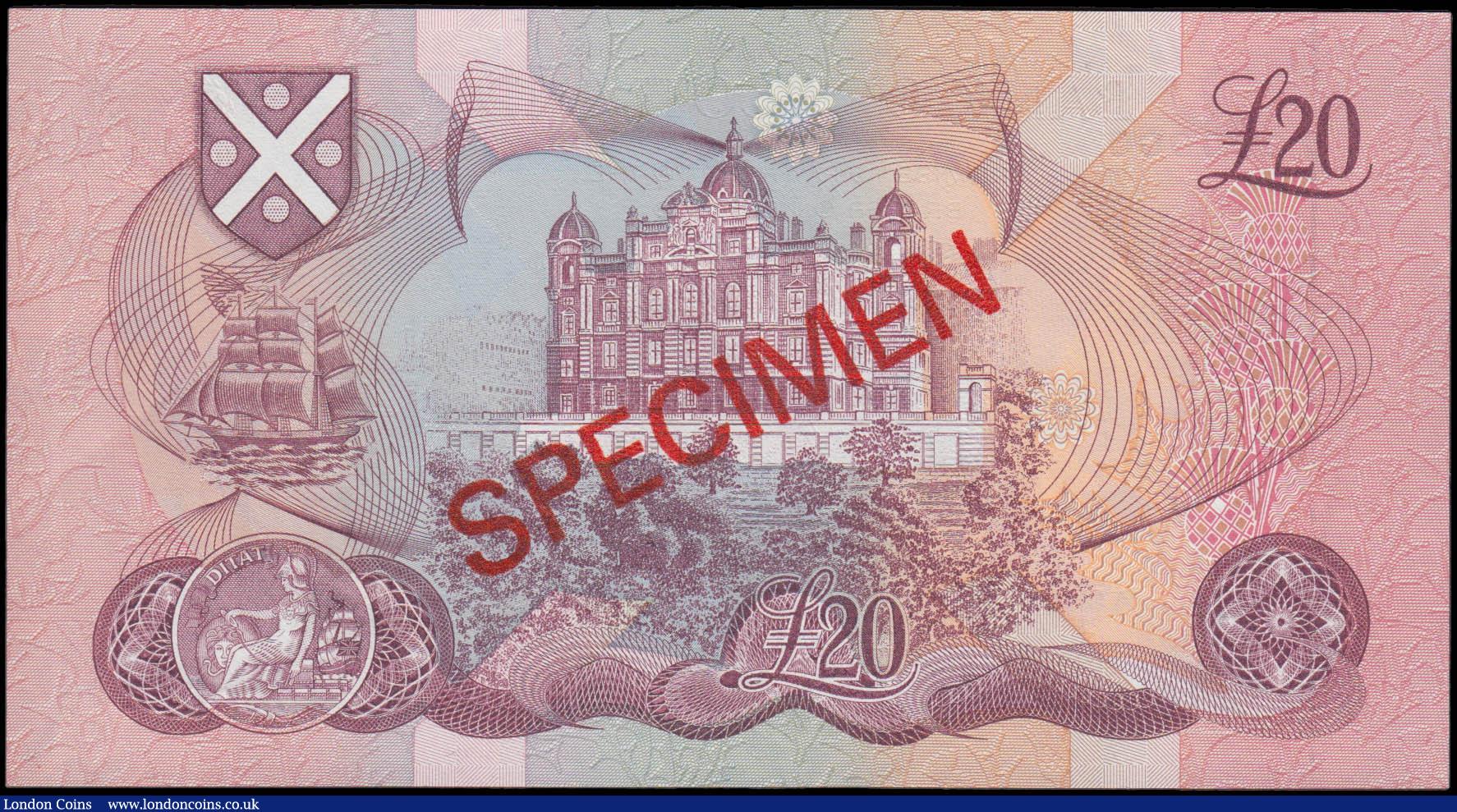 London Coins : A165 : Lot 758 : Scotland Bank of Scotland £20 SPECIMEN dated 1st July 1991 series K000000 signed Pattullo &...