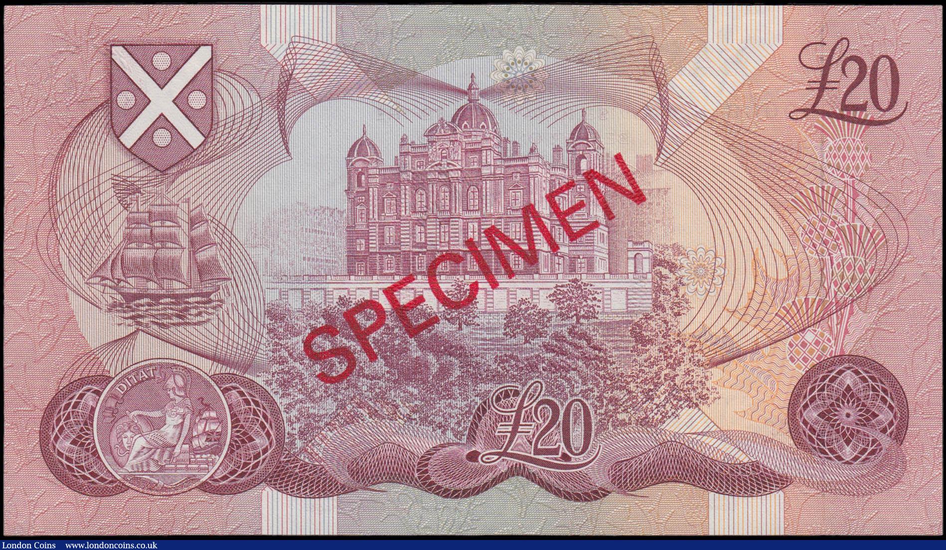 London Coins : A165 : Lot 759 : Scotland Bank of Scotland &pound;20 SPECIMEN dated 1st October 1970 series A000000 signed Polwarth &...