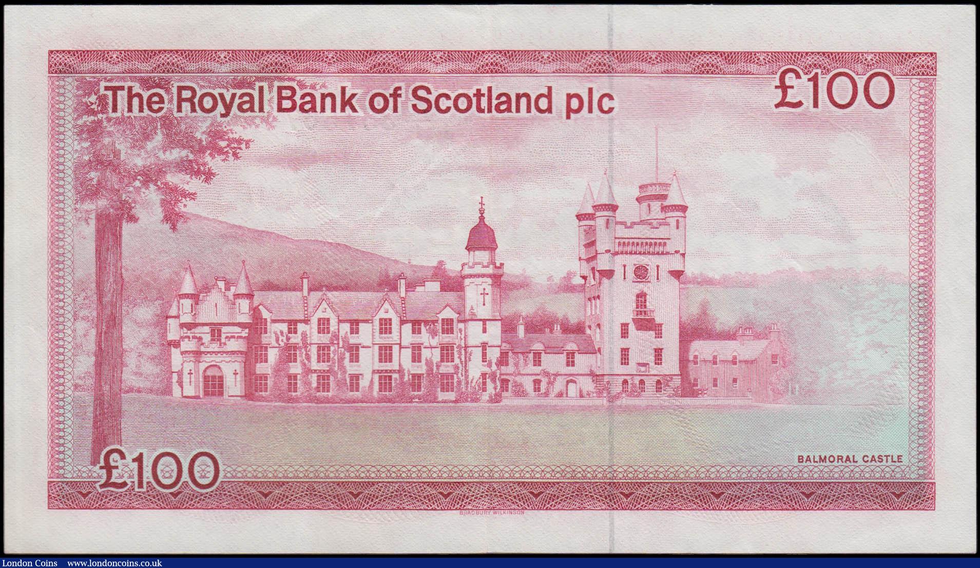 London Coins : A165 : Lot 797 : Scotland Royal Bank of Scotland plc 100 Pounds dated  3 January 1985 serial number A/1 357567, red o...