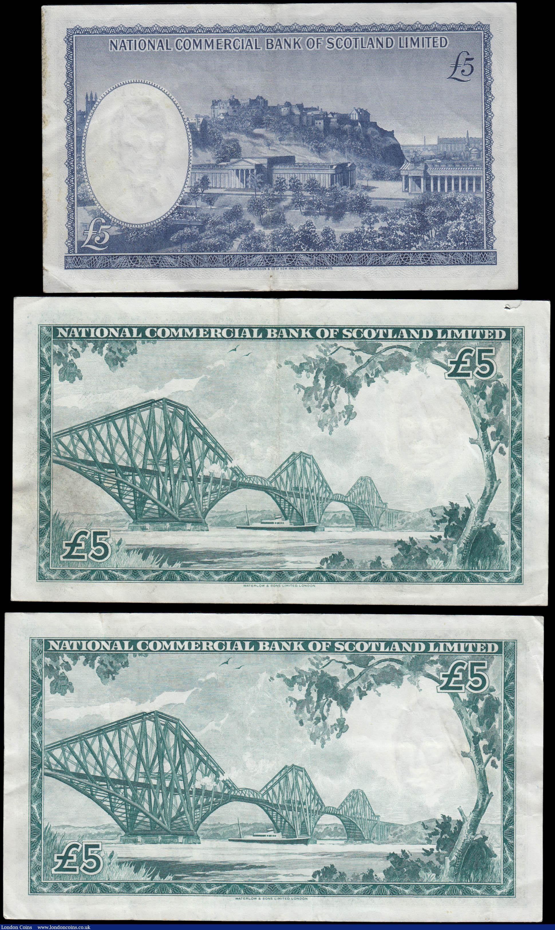London Coins : A165 : Lot 809 : Scotland The National Commercial Bank of Scotland Limited 5 Pounds signature D. Alexander 1960'...