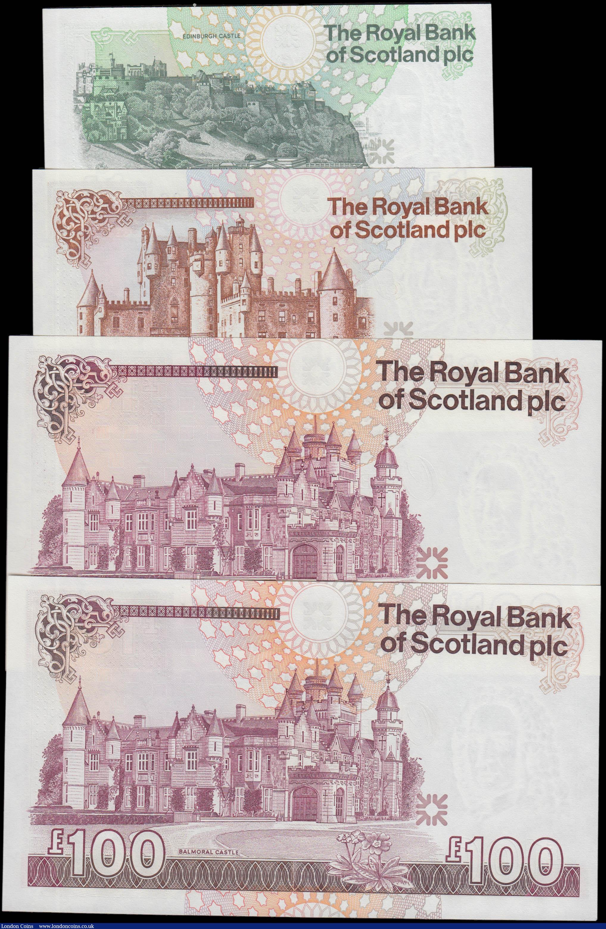 London Coins : A165 : Lot 814 : Scotland The Royal Bank of Scotland all Mathrewson signatures 1990s issues (4) including 1 Pound dat...