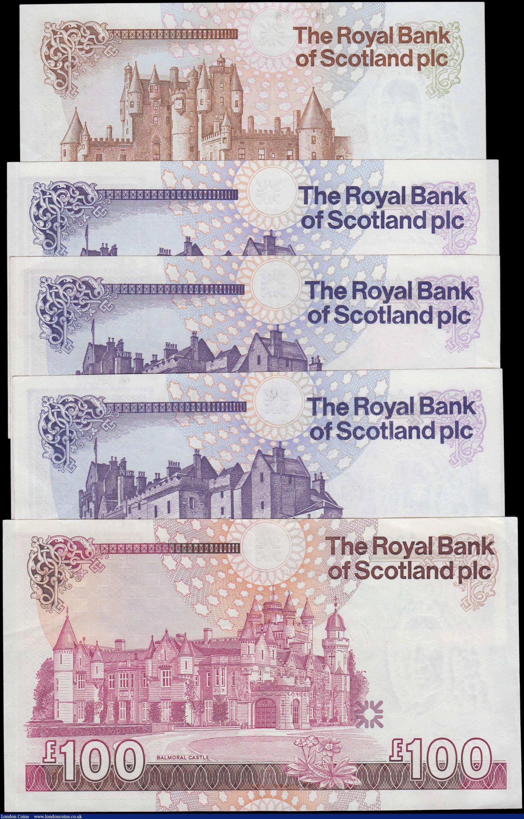 London Coins : A165 : Lot 819 : Scotland The Royal Bank of Scotland plc signature Maiden issues (5) comprising 10 Pounds Calloway-Mu...