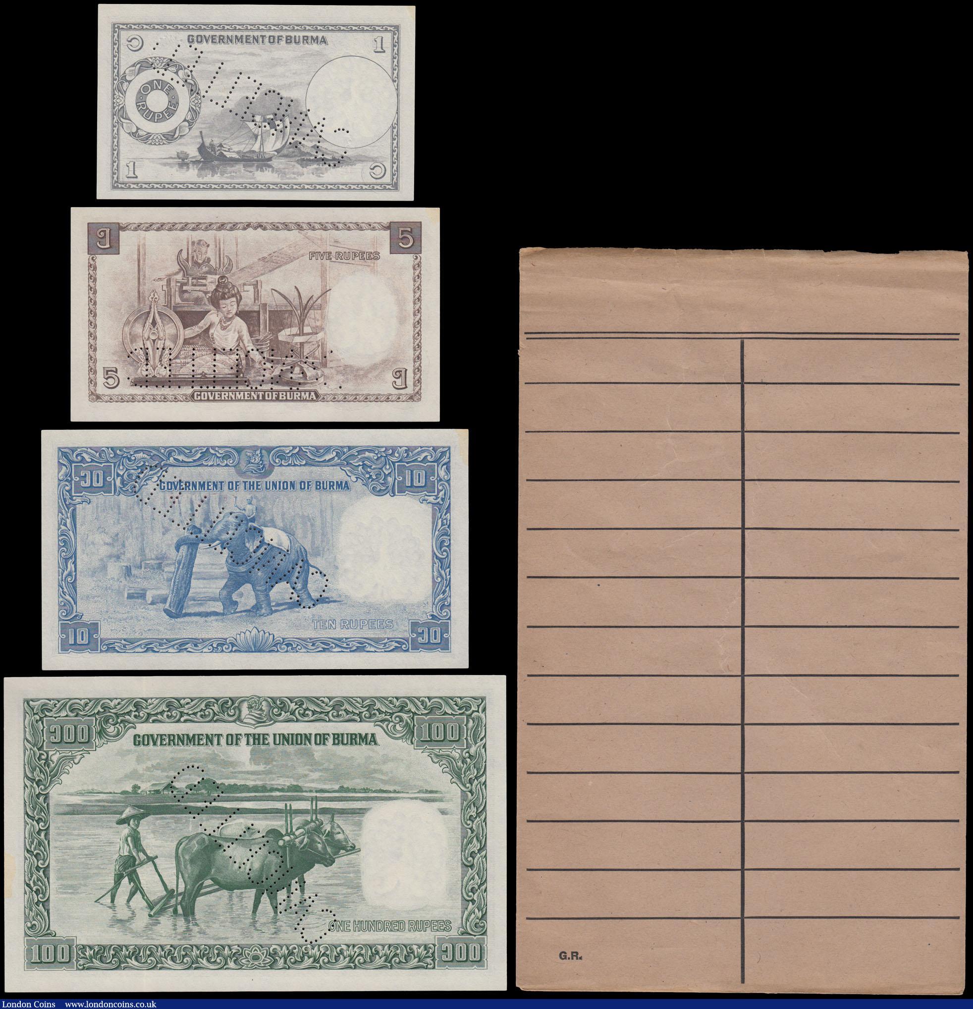 London Coins : A165 : Lot 865 : Burma Specimen Set ND 1948/1949 Independence from the British transition to Republic (4) comprising ...