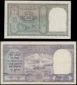 London Coins : A165 : Lot 1227 : India KGVI portrait 1943 undated issues (2) comprising 5 Rupees Pick 23a black serial number D/29 66...