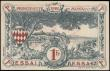London Coins : A165 : Lot 1240 : Monaco 1 Franc SPECIMEN note ESSAI overprint on serial margin similar to Pick 5 dated 20th March 192...