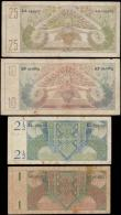London Coins : A165 : Lot 1244 : Netherlands New Guinea (4) early issues 1 Gulden Pick 11a series AR052857 green and brown, 2 1/2 Gul...