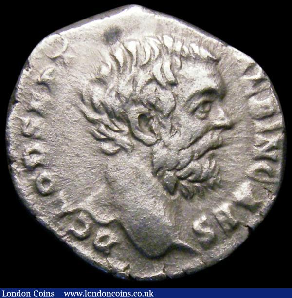Roman Denarius Clodius Albinus Caesar, Rome 195, Rev. COS II, Aesculapius with snake (RCV 6140) Bold Good Fine : Ancient Coins : Auction 166 : Lot 1432