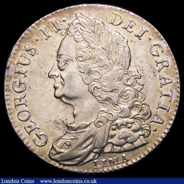 Halfcrown 1745 LIMA ESC 605, Bull 1687, Near EF/EF with some light haymarks, the obverse with touches of light golden tone : English Coins : Auction 166 : Lot 1750