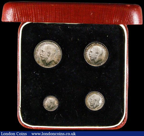 Maundy Set 1913 ESC 2530, Bull 3973 A/UNC to UNC with a colourful matching tone, comes with a square red Maundy Money box : English Coins : Auction 166 : Lot 1904