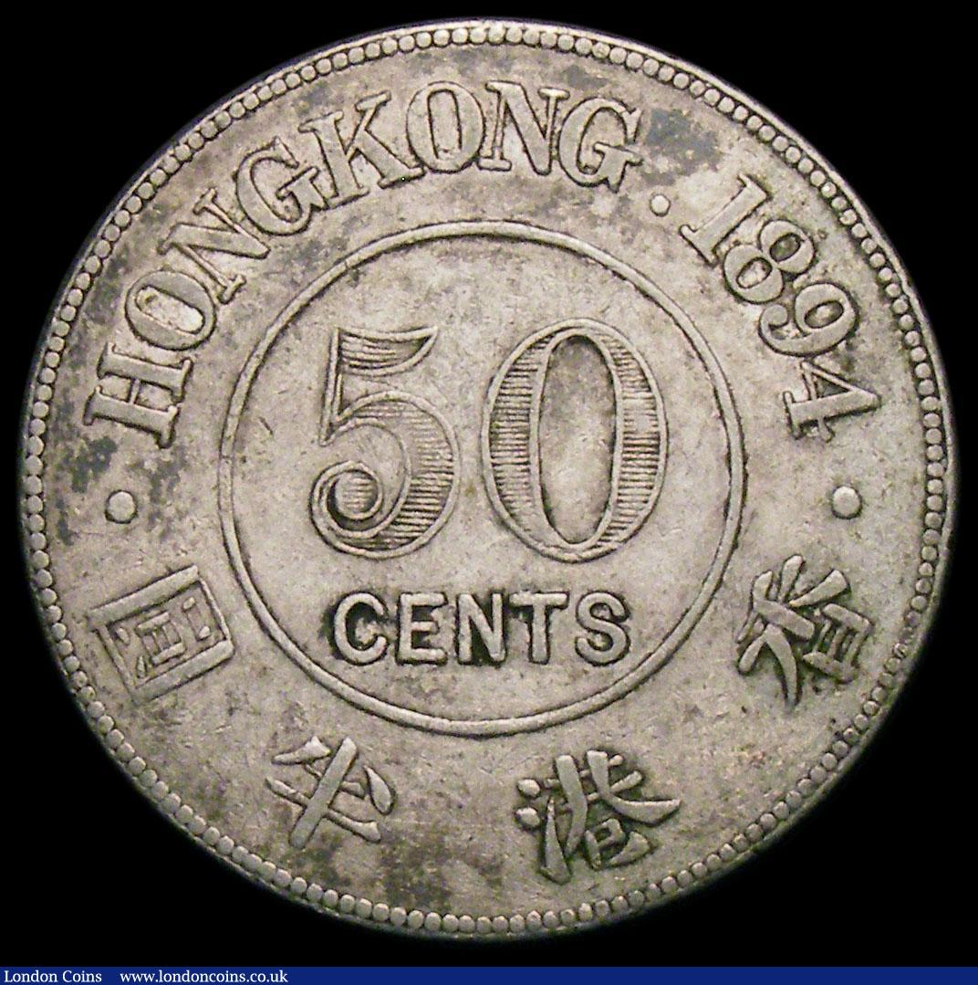 London Coins : A166 : Lot 1125 : Hong Kong 50 Cents 1894 KM#9.1 Fine with surface marks and uneven toning