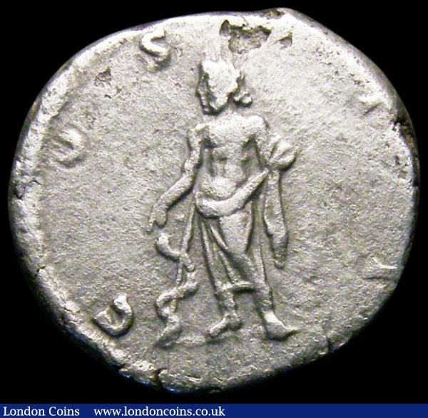 Roman Denarius Clodius Albinus Caesar, Rome 195, Rev. COS II, Aesculapius with snake (RCV 6140) Bold Good Fine : Ancient Coins : Auction 166 : Lot 1432