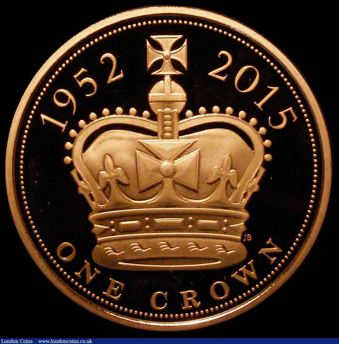 London Coins : A166 : Lot 1608 : Five Pound Crown 2015 Queen Elizabeth II - The Longest Reigning Monarch Gold Proof S.L43, the Obvers...