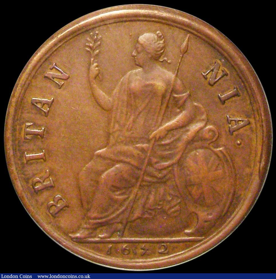 London Coins : A166 : Lot 1846 : Halfpenny 1672 Copper Proof Peck 509 GEF in an LCGS holder and graded LCGS 78, the finest of just tw...